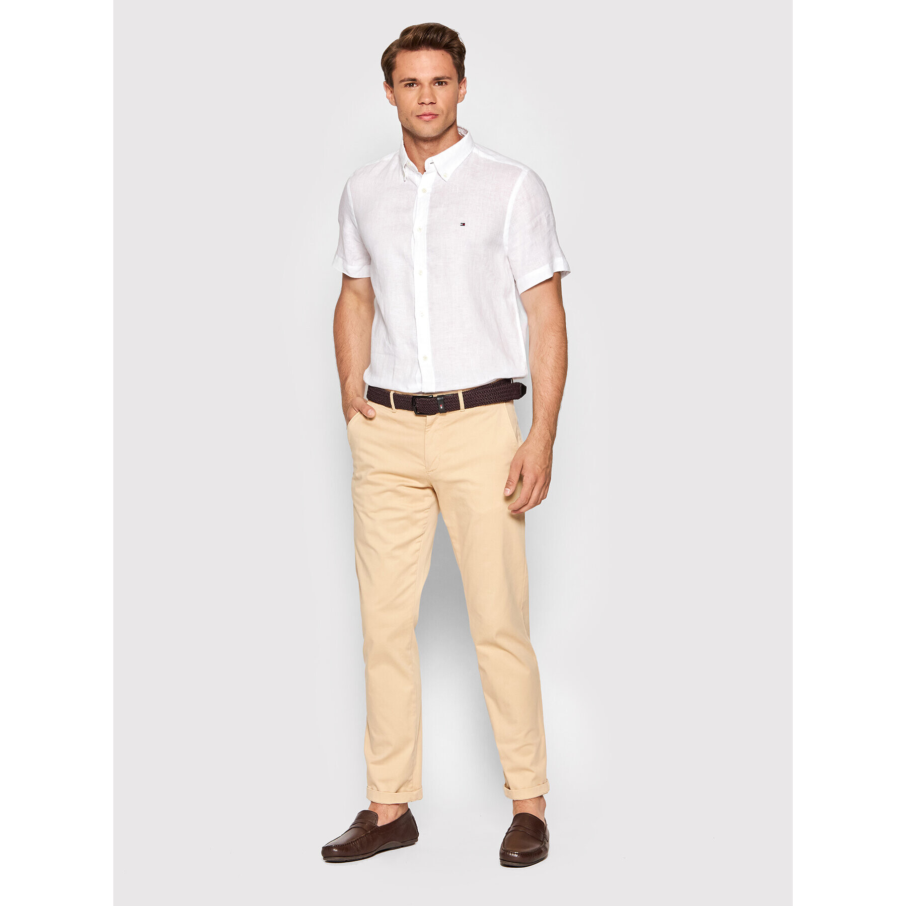 Tommy Hilfiger Cămașă Pigment Dyed MW0MW23395 Alb Slim Fit - Pled.ro