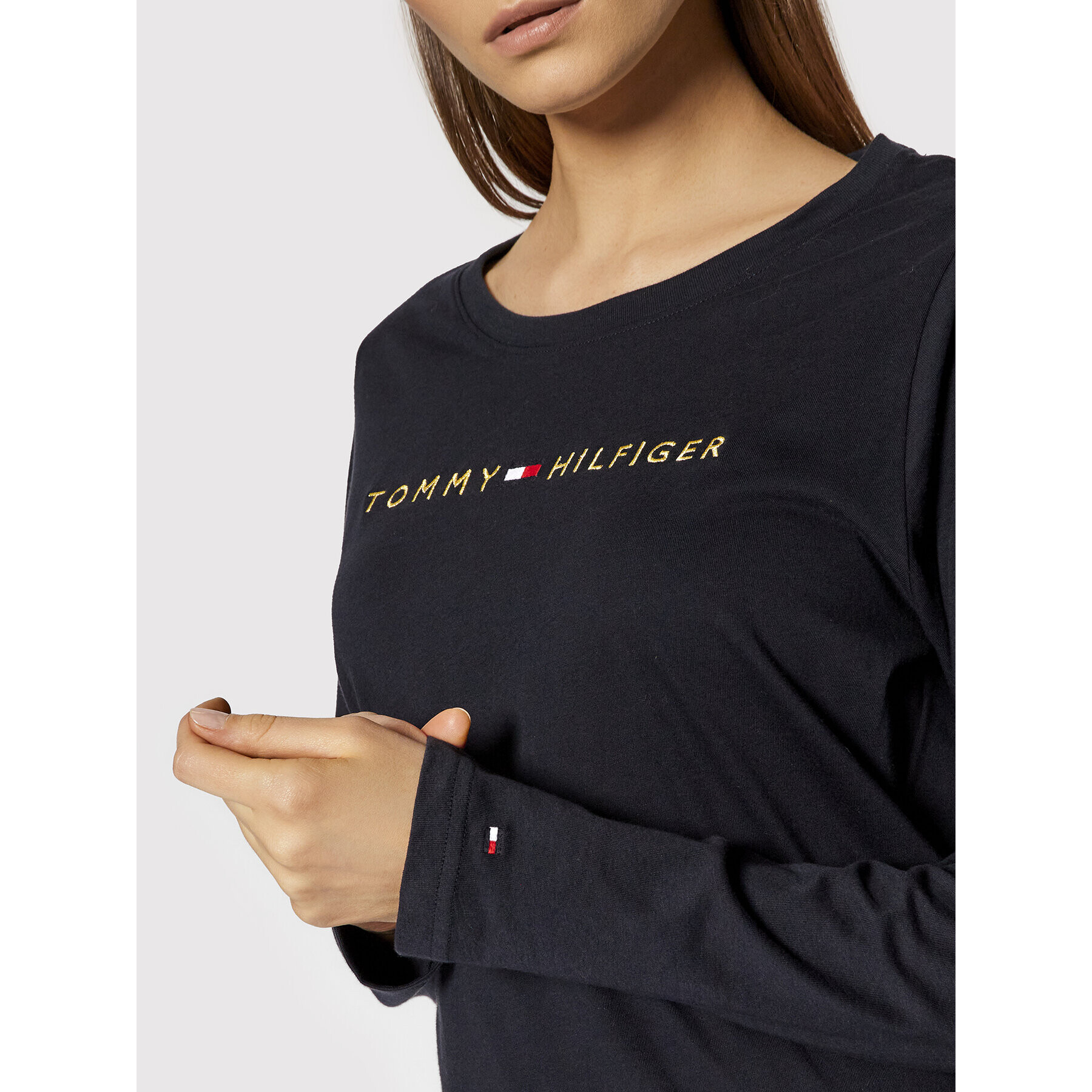 Tommy Hilfiger Cămașă pijama Ls Logo UW0UW01908 Bleumarin Regular Fit - Pled.ro