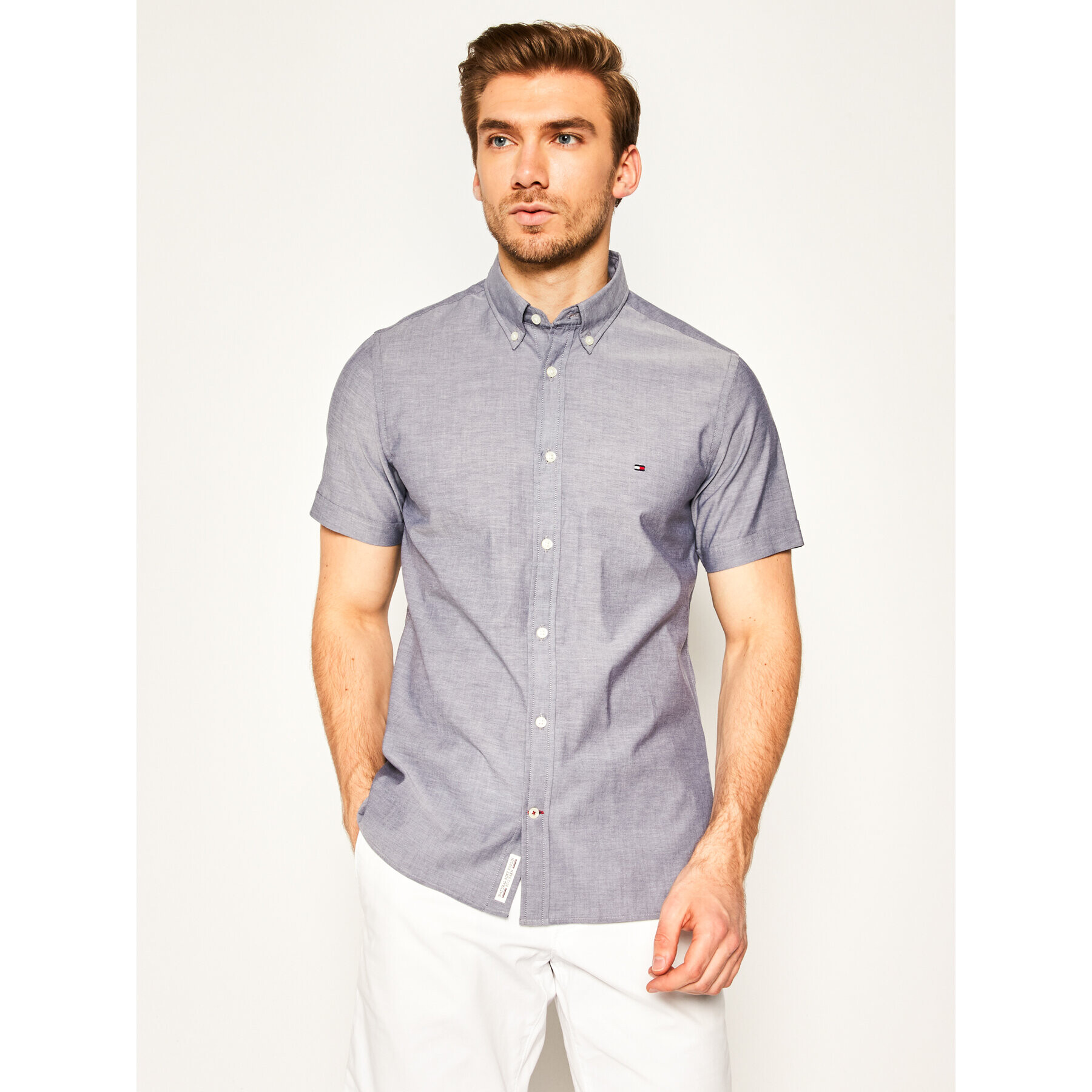 Tommy Hilfiger Cămașă Soft Poplin Shirt MW0MW12757 Gri Regular Fit - Pled.ro