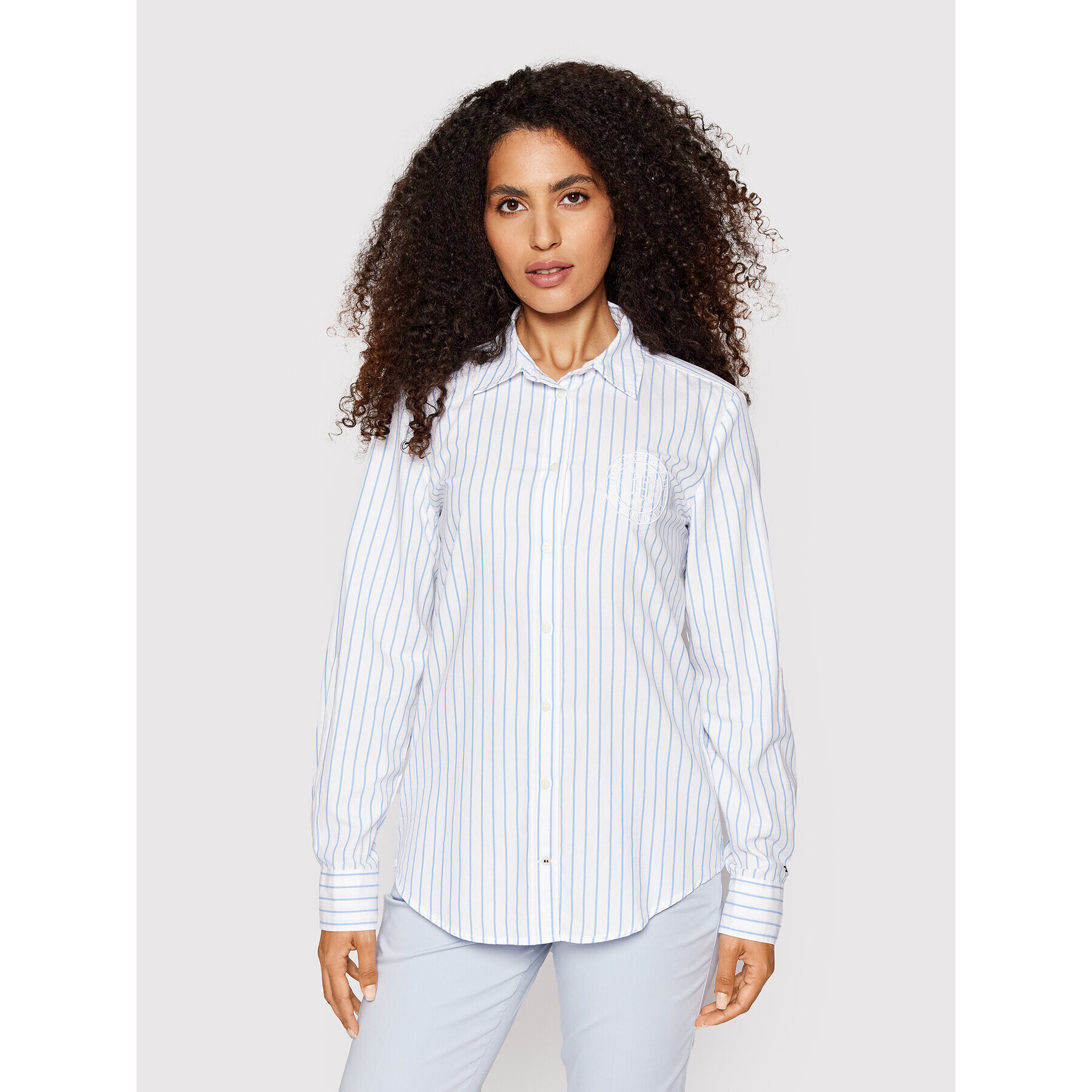 Tommy Hilfiger Cămașă Stripe Oxford WW0WW35277 Alb Regular Fit - Pled.ro