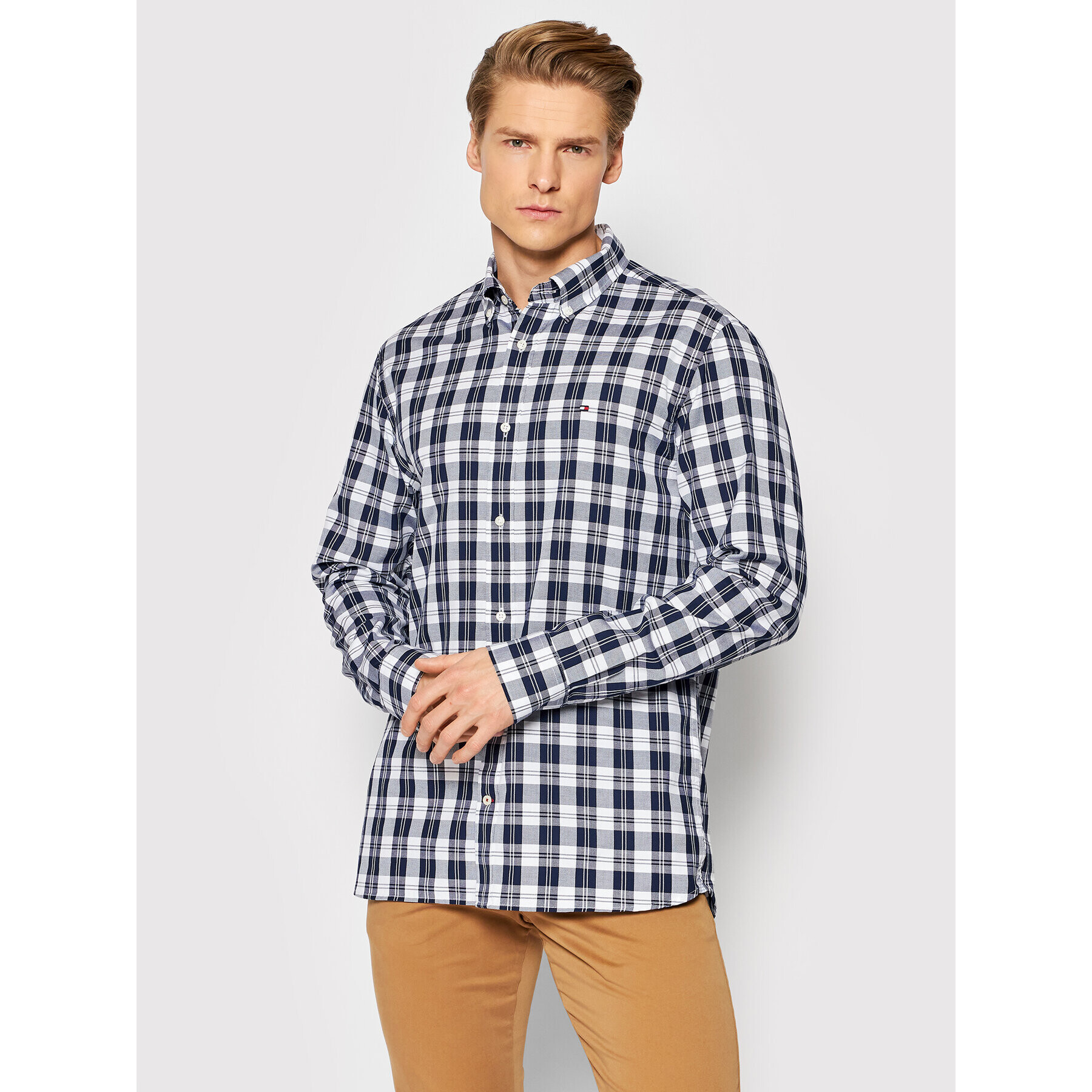 Tommy Hilfiger Cămașă Textured Check MW0MW21643 Colorat Regular Fit - Pled.ro