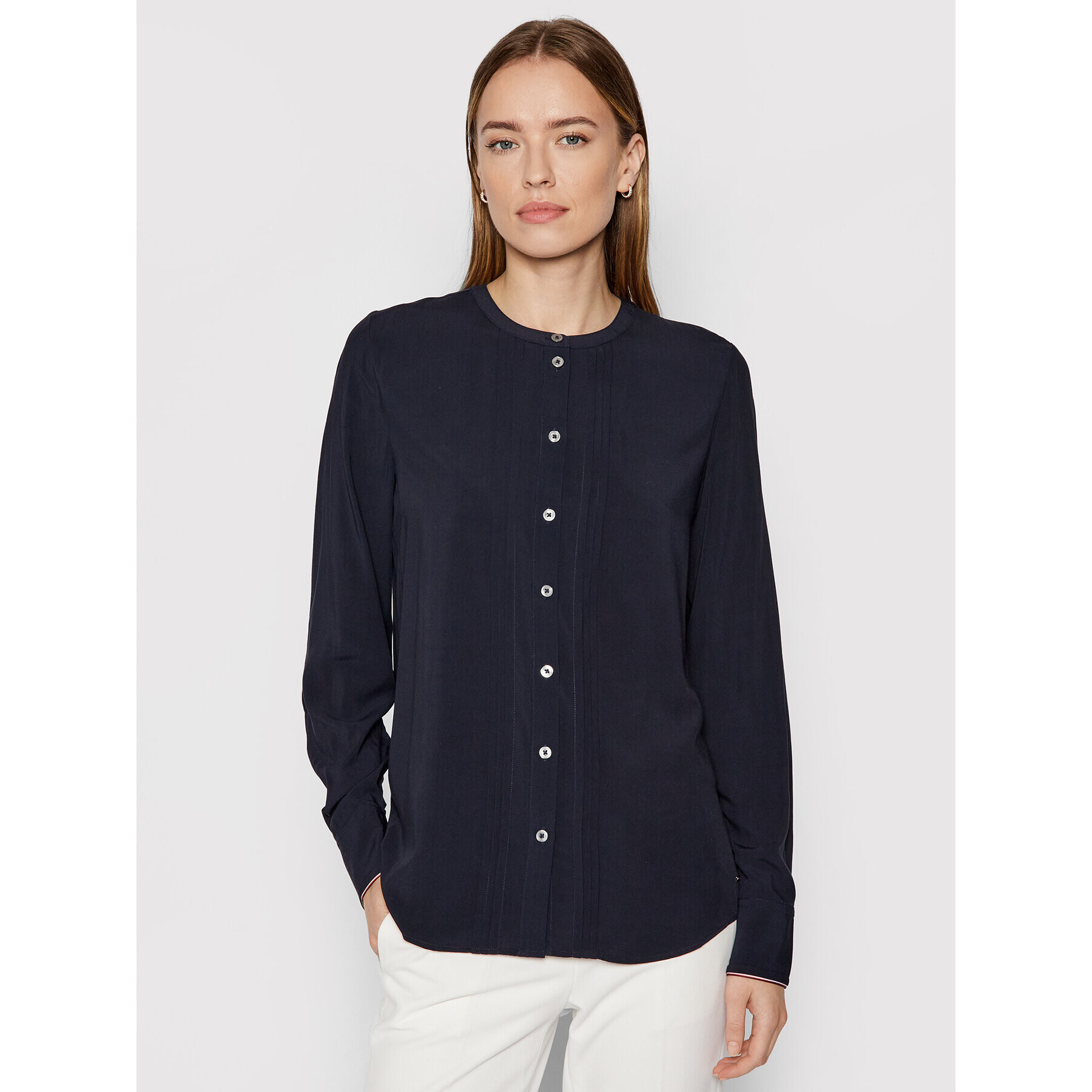 Tommy Hilfiger Cămașă Vis Pleated WW0WW29613 Bleumarin Regular Fit - Pled.ro