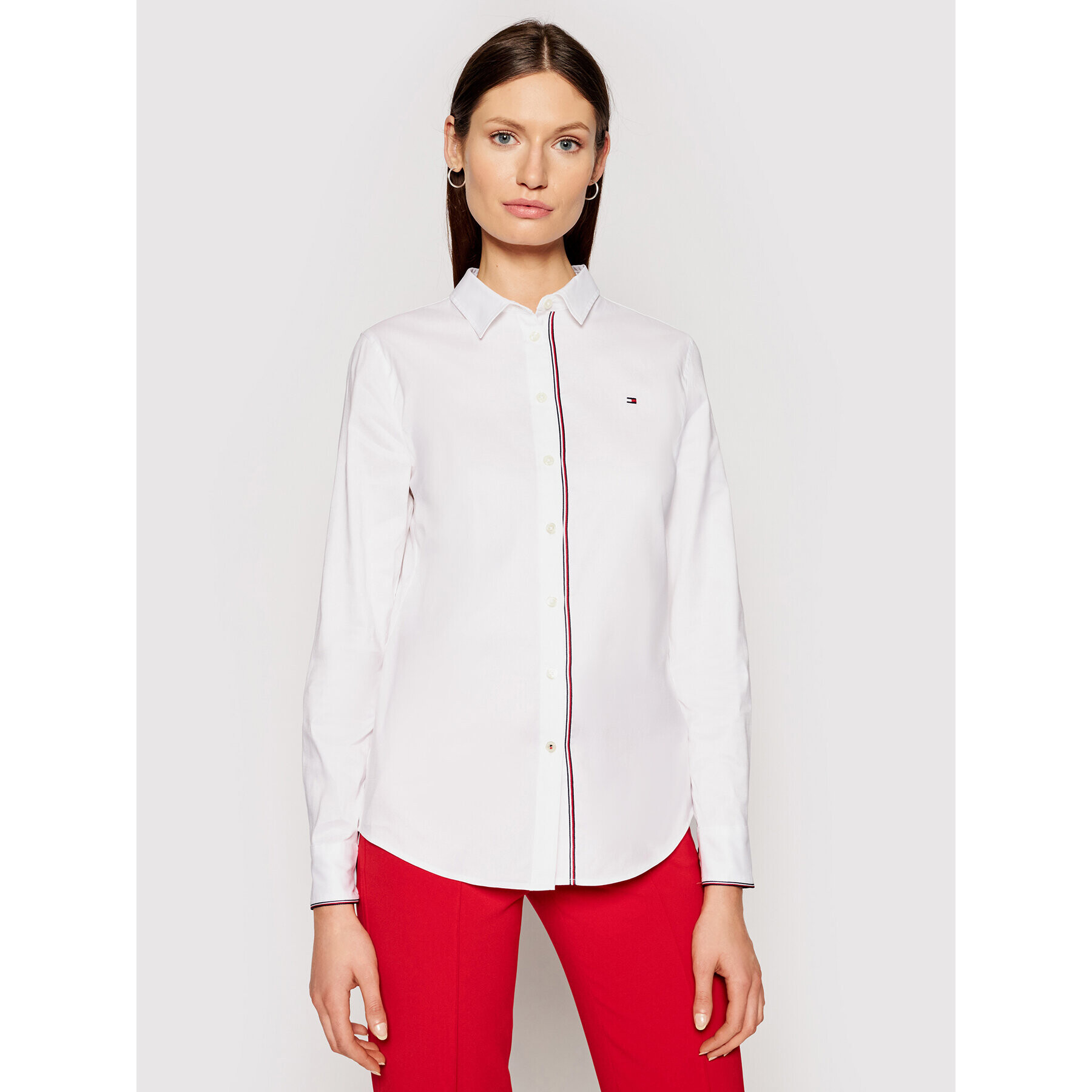 Tommy Hilfiger Cămașă WW0WW29617 Alb Regular Fit - Pled.ro