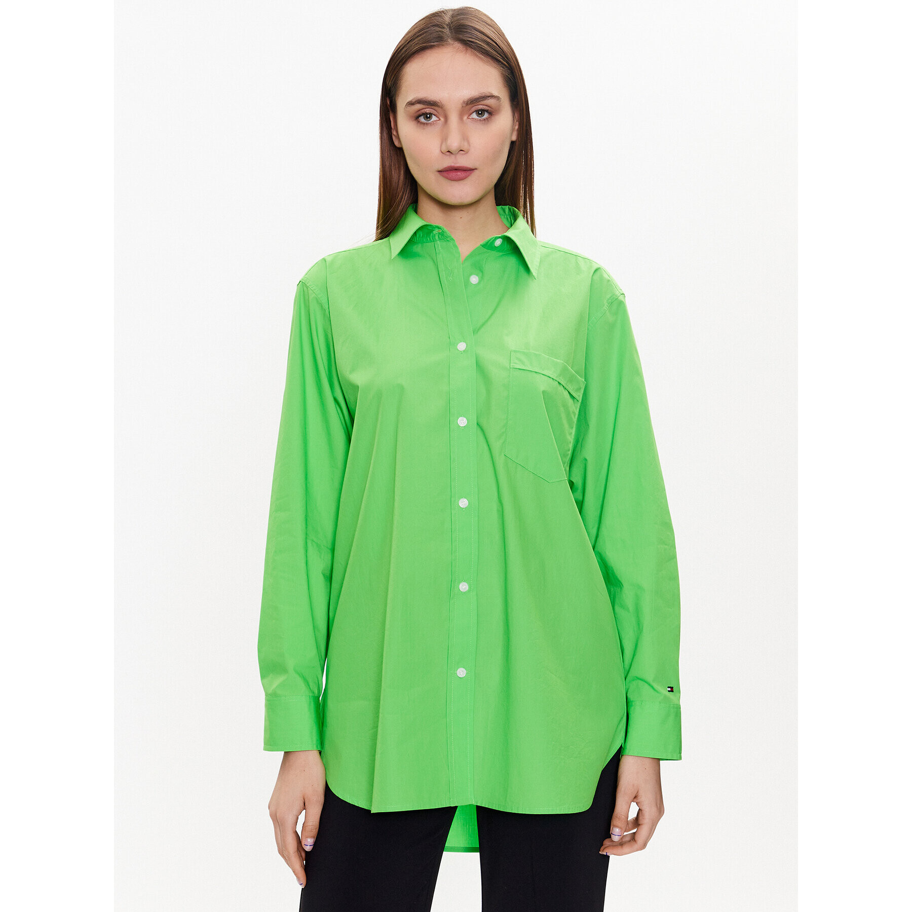 Tommy Hilfiger Cămașă 1985 WW0WW39198 Verde Oversize - Pled.ro