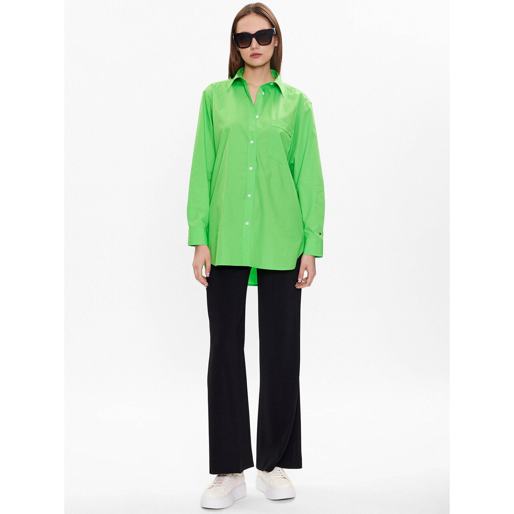 Tommy Hilfiger Cămașă 1985 WW0WW39198 Verde Oversize - Pled.ro