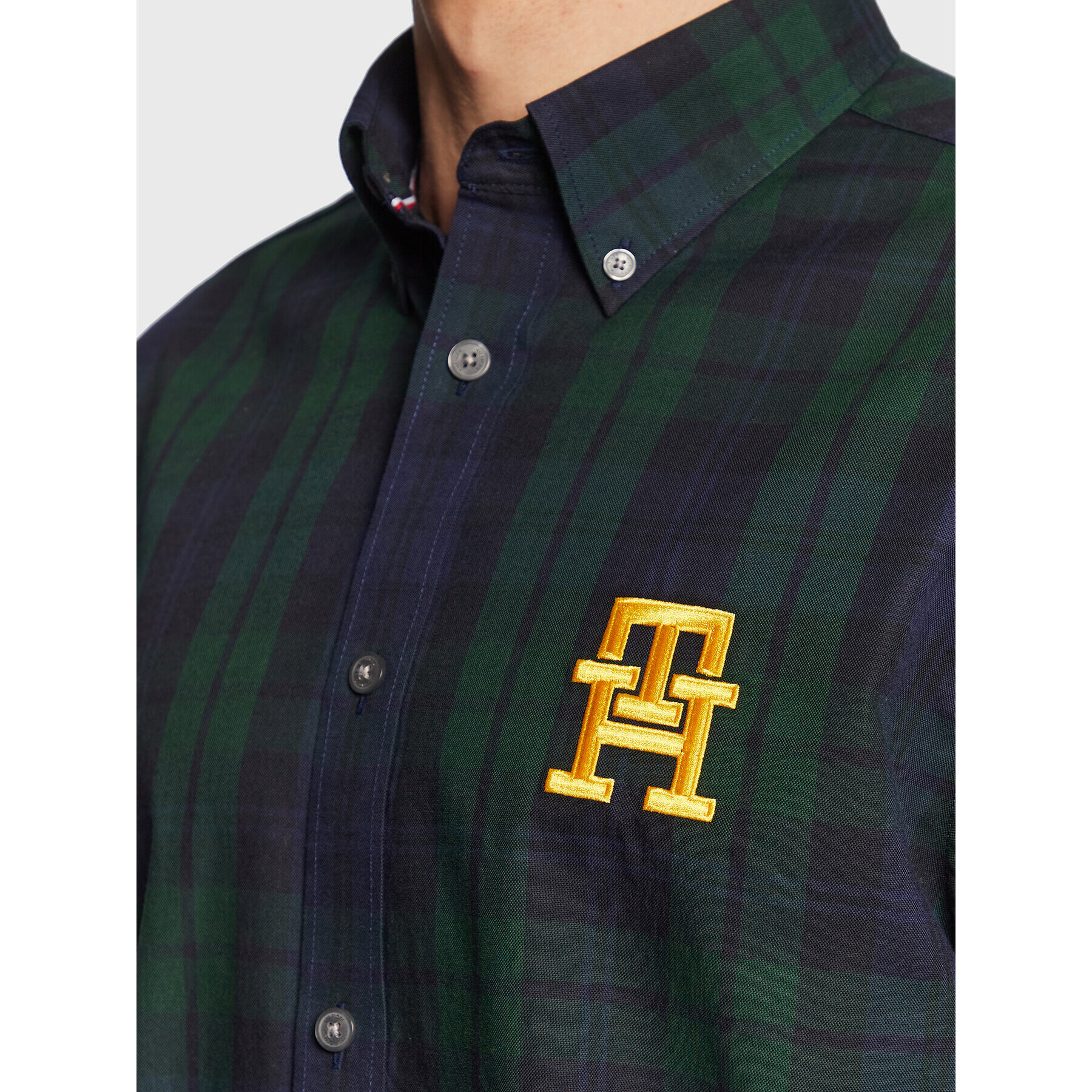 Tommy Hilfiger Cămașă Blackwatch Monogram MW0MW30845 Verde Classic Fit - Pled.ro