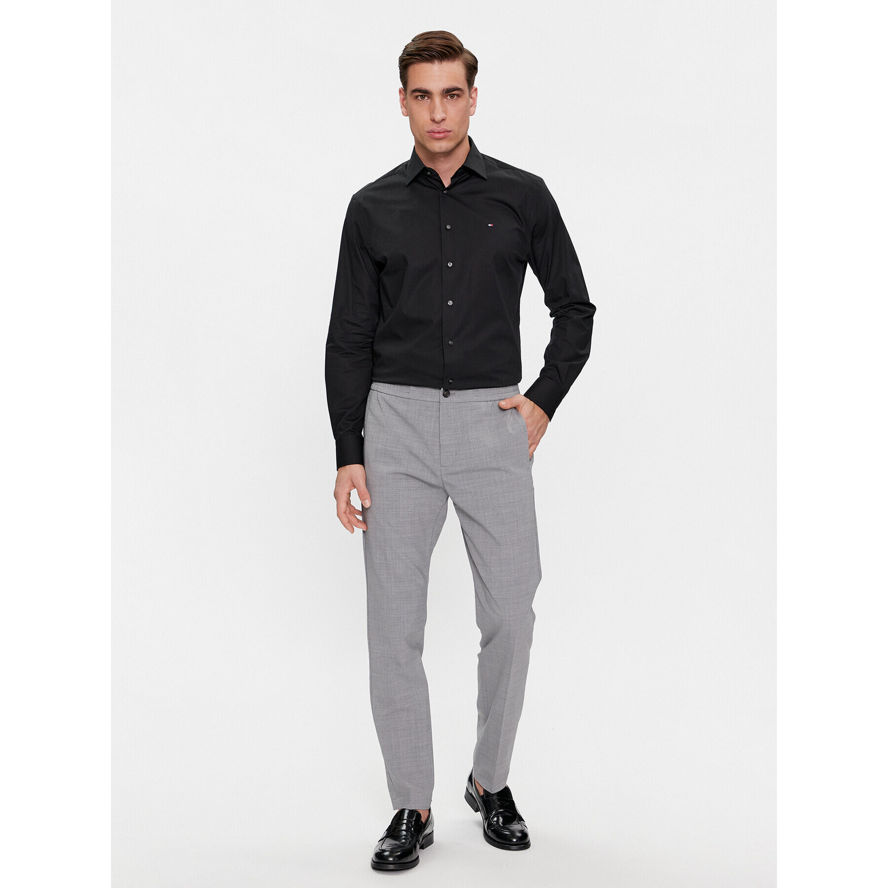 Tommy Hilfiger Cămașă Cl Flex Poplin Rf Shirt MW0MW31219 Negru Regular Fit - Pled.ro