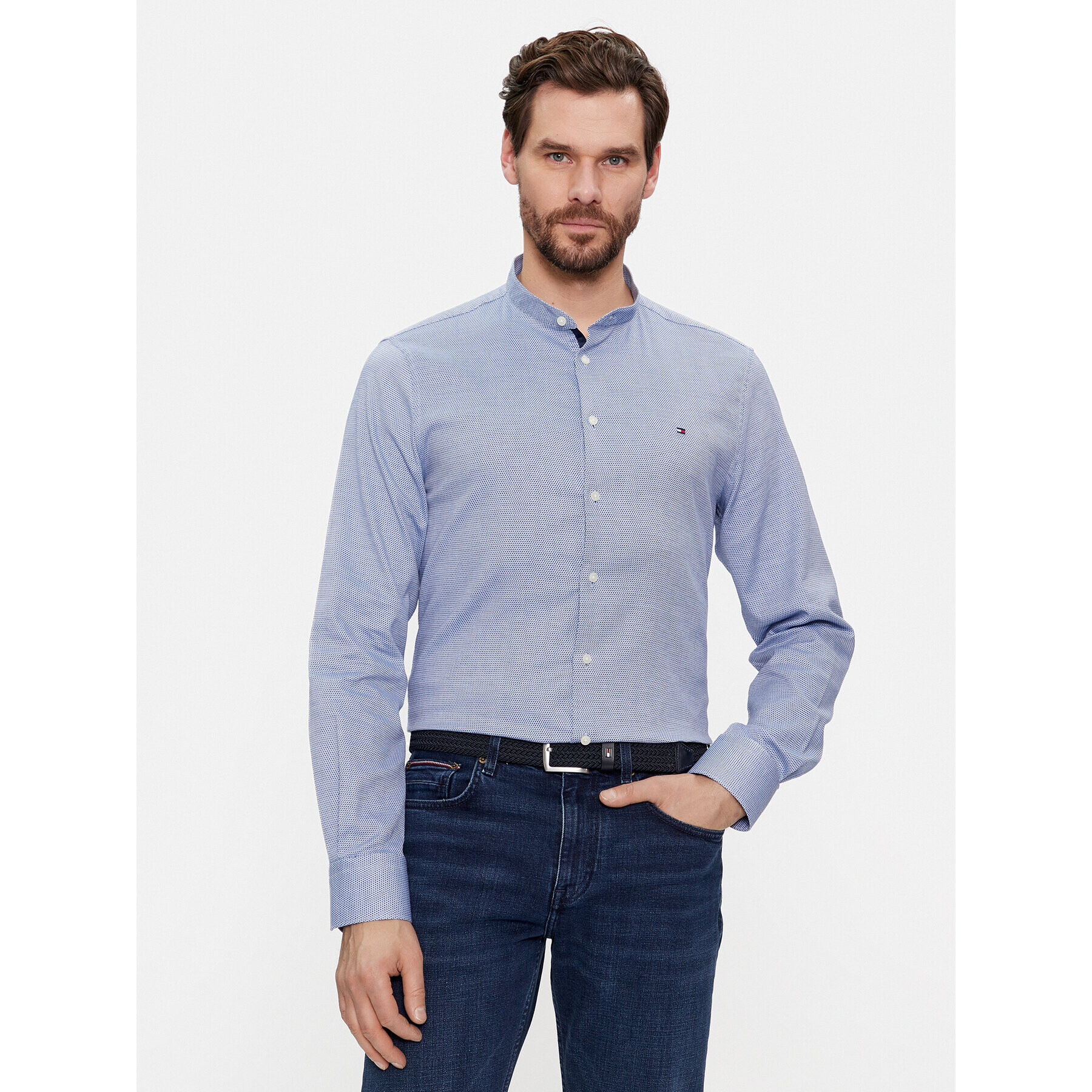 Tommy Hilfiger Cămașă Cl Stretch Dobby Sf Shirt MW0MW33821 Albastru Slim Fit - Pled.ro