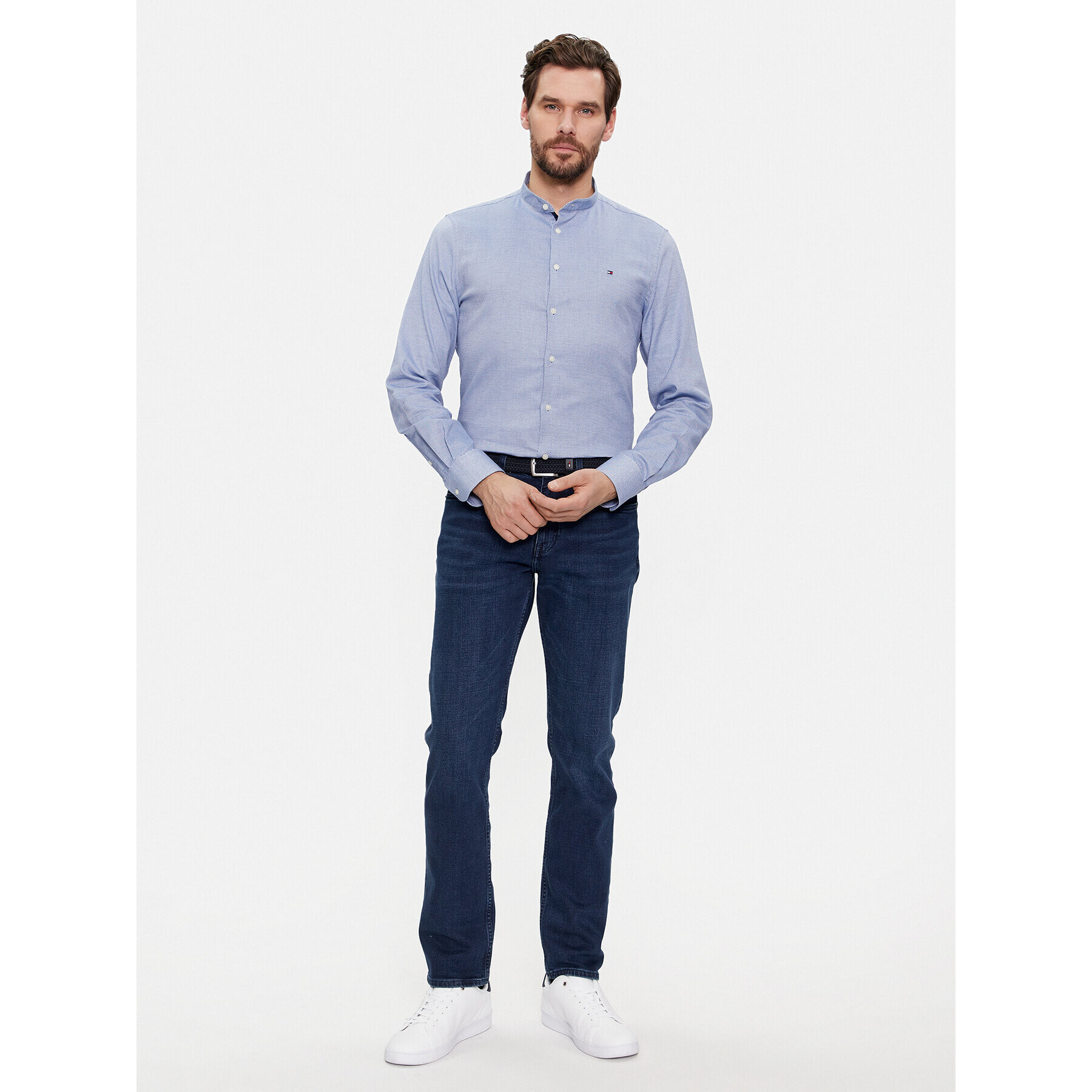 Tommy Hilfiger Cămașă Cl Stretch Dobby Sf Shirt MW0MW33821 Albastru Slim Fit - Pled.ro