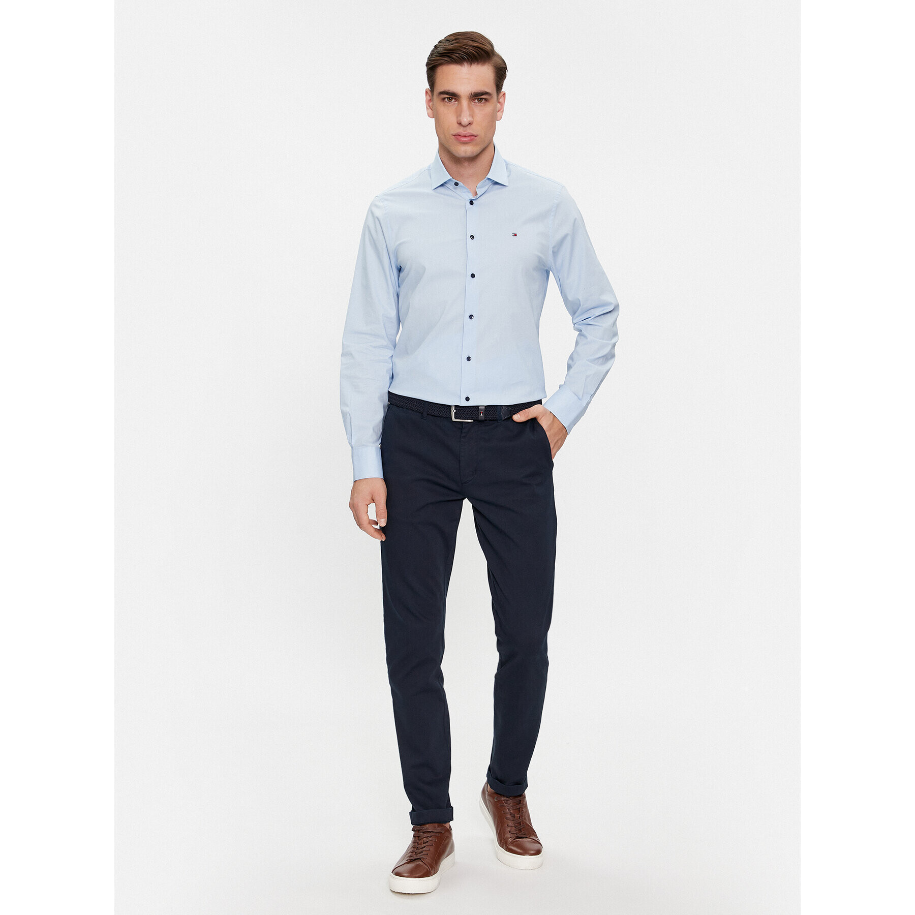 Tommy Hilfiger Cămașă Cl Stretch Poplin Contrast Shirt MW0MW34259 Albastru Regular Fit - Pled.ro