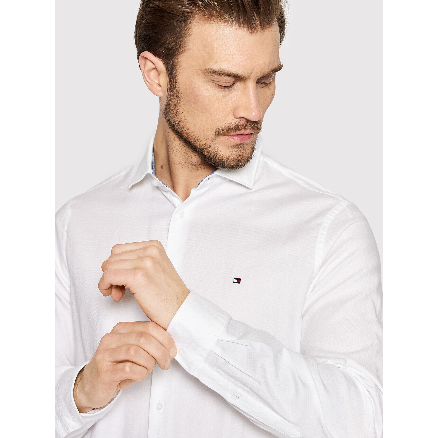 Tommy Hilfiger Cămașă Dc Dobby Flex MW0MW23272 Alb Slim Fit - Pled.ro