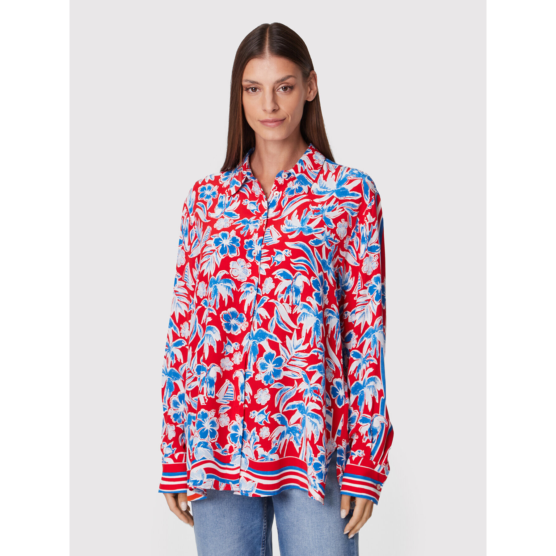 Tommy Hilfiger Cămașă Fleur WW0WW33483 Roșu Relaxed Fit - Pled.ro