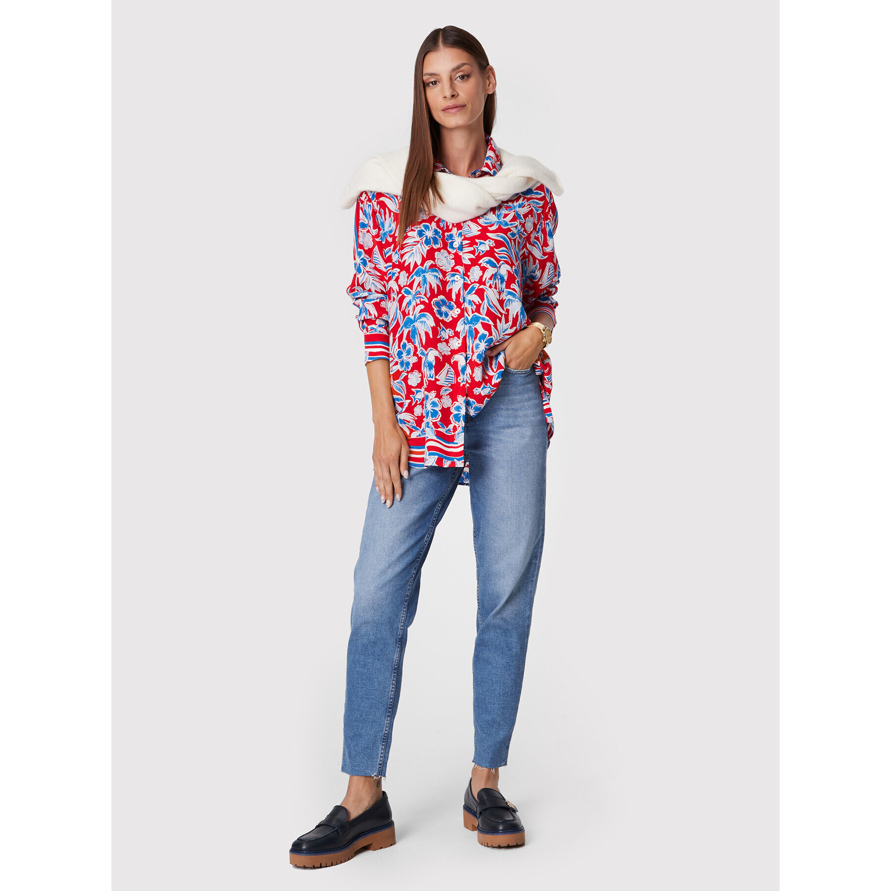 Tommy Hilfiger Cămașă Fleur WW0WW33483 Roșu Relaxed Fit - Pled.ro