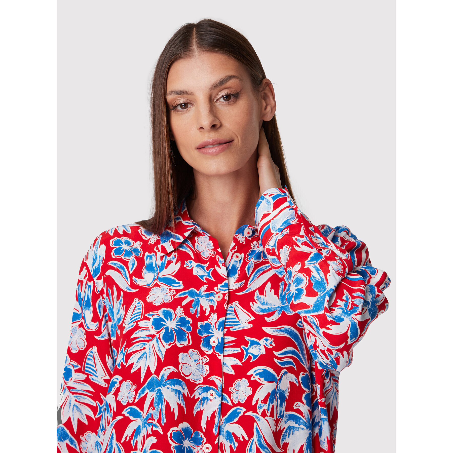 Tommy Hilfiger Cămașă Fleur WW0WW33483 Roșu Relaxed Fit - Pled.ro