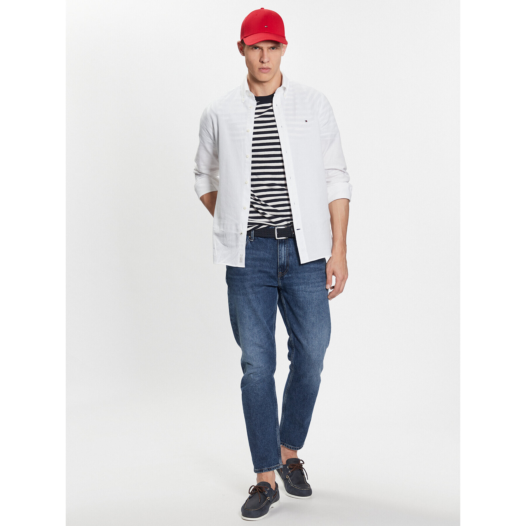 Tommy Hilfiger Cămașă Flex Dobby MW0MW31816 Alb Slim Fit - Pled.ro