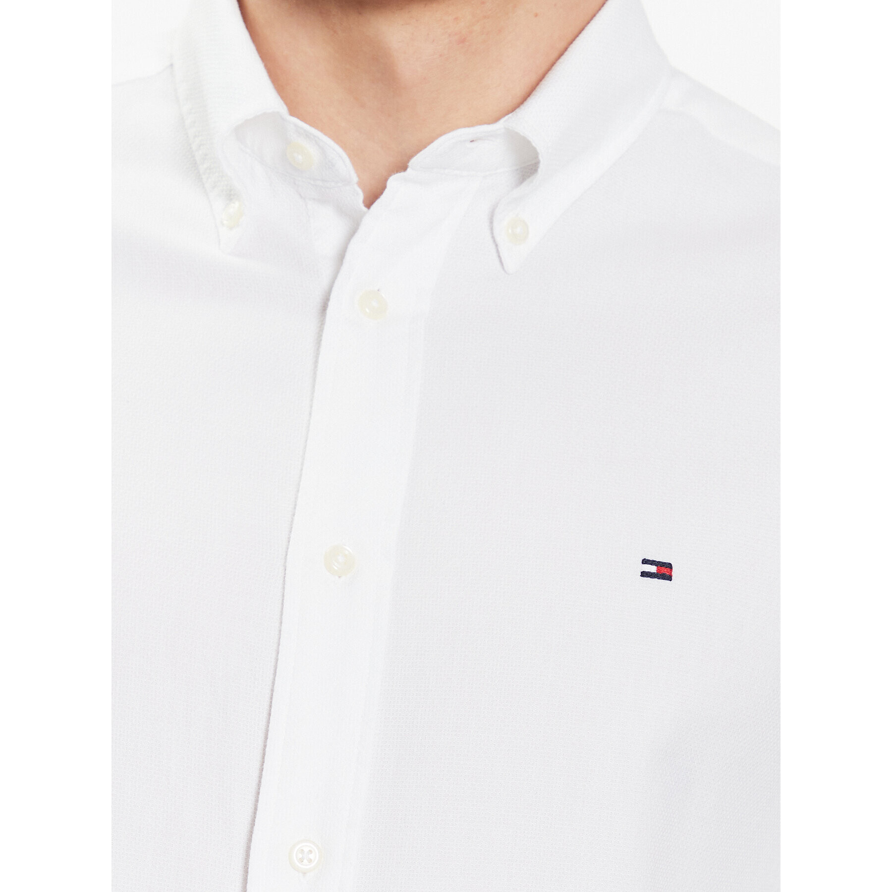 Tommy Hilfiger Cămașă Flex Dobby MW0MW31816 Alb Slim Fit - Pled.ro