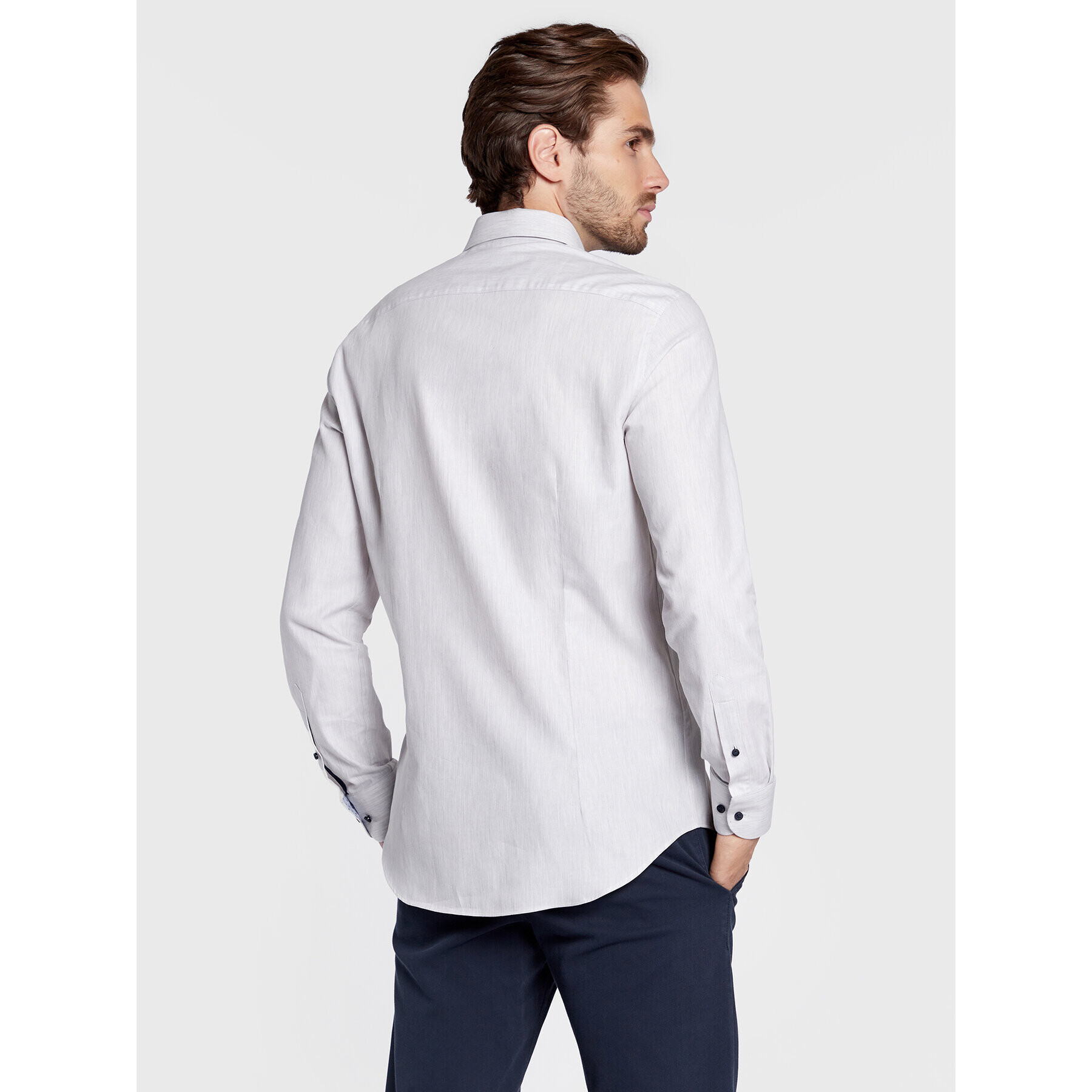 Tommy Hilfiger Cămașă Herringbone Solid MW0MW28512 Gri Slim Fit - Pled.ro