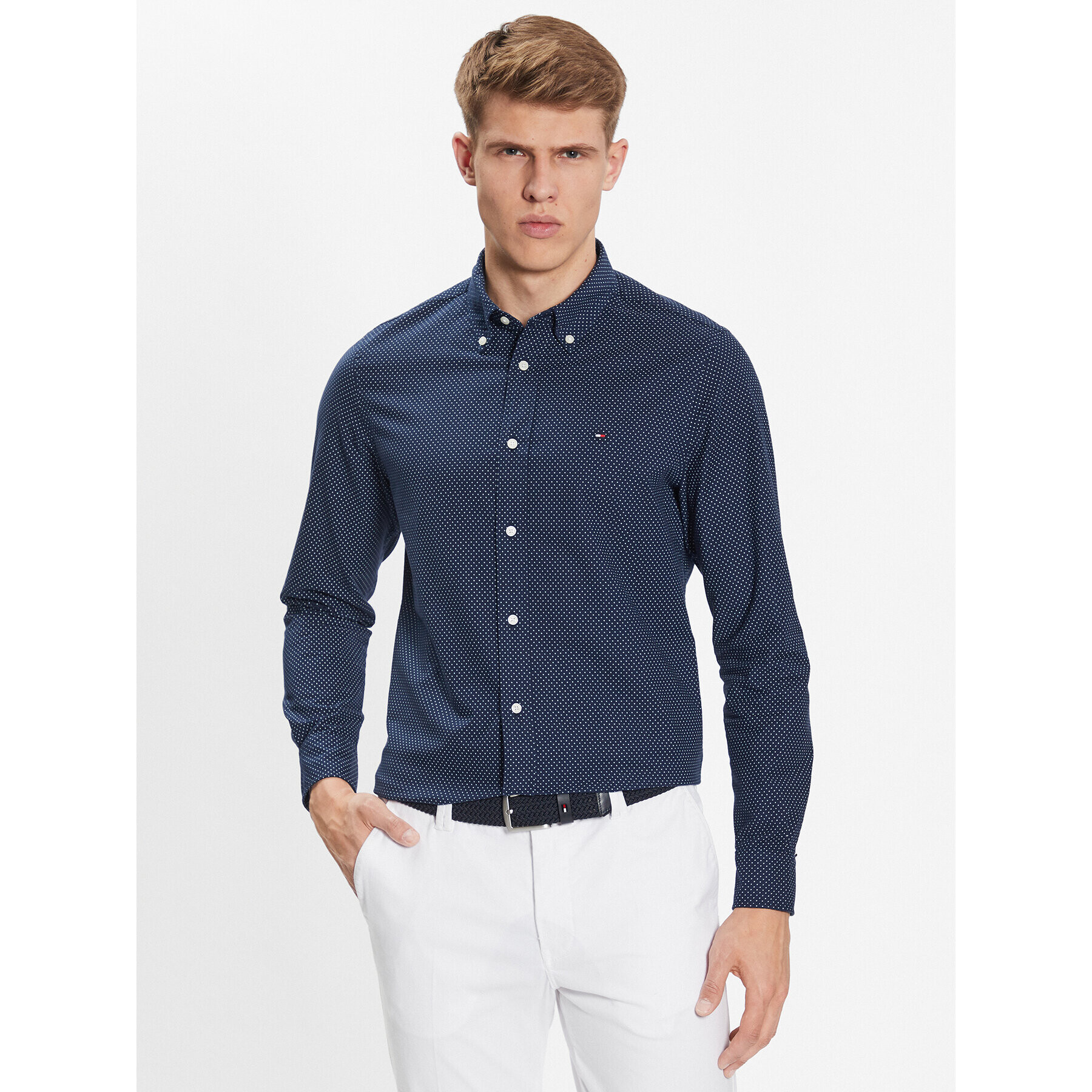 Tommy Hilfiger Cămașă Micro Dot Print MW0MW31777 Bleumarin Slim Fit - Pled.ro