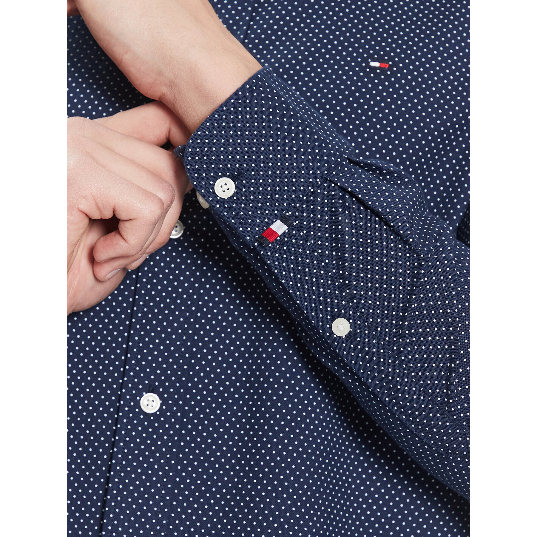 Tommy Hilfiger Cămașă Micro Dot Print MW0MW31777 Bleumarin Slim Fit - Pled.ro