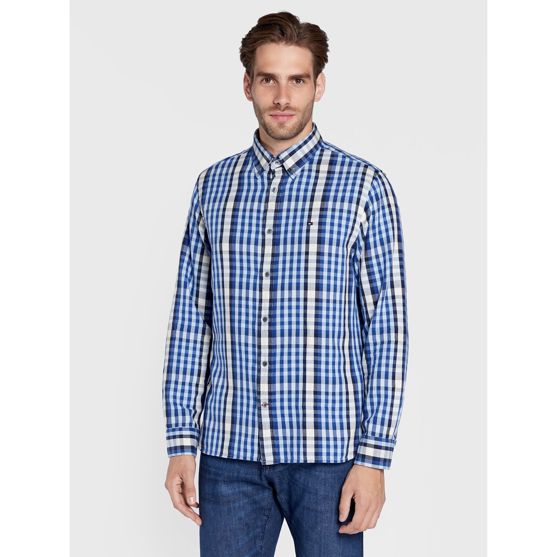 Tommy Hilfiger Cămașă Midscale Flannel MW0MW28348 Albastru Regular Fit - Pled.ro