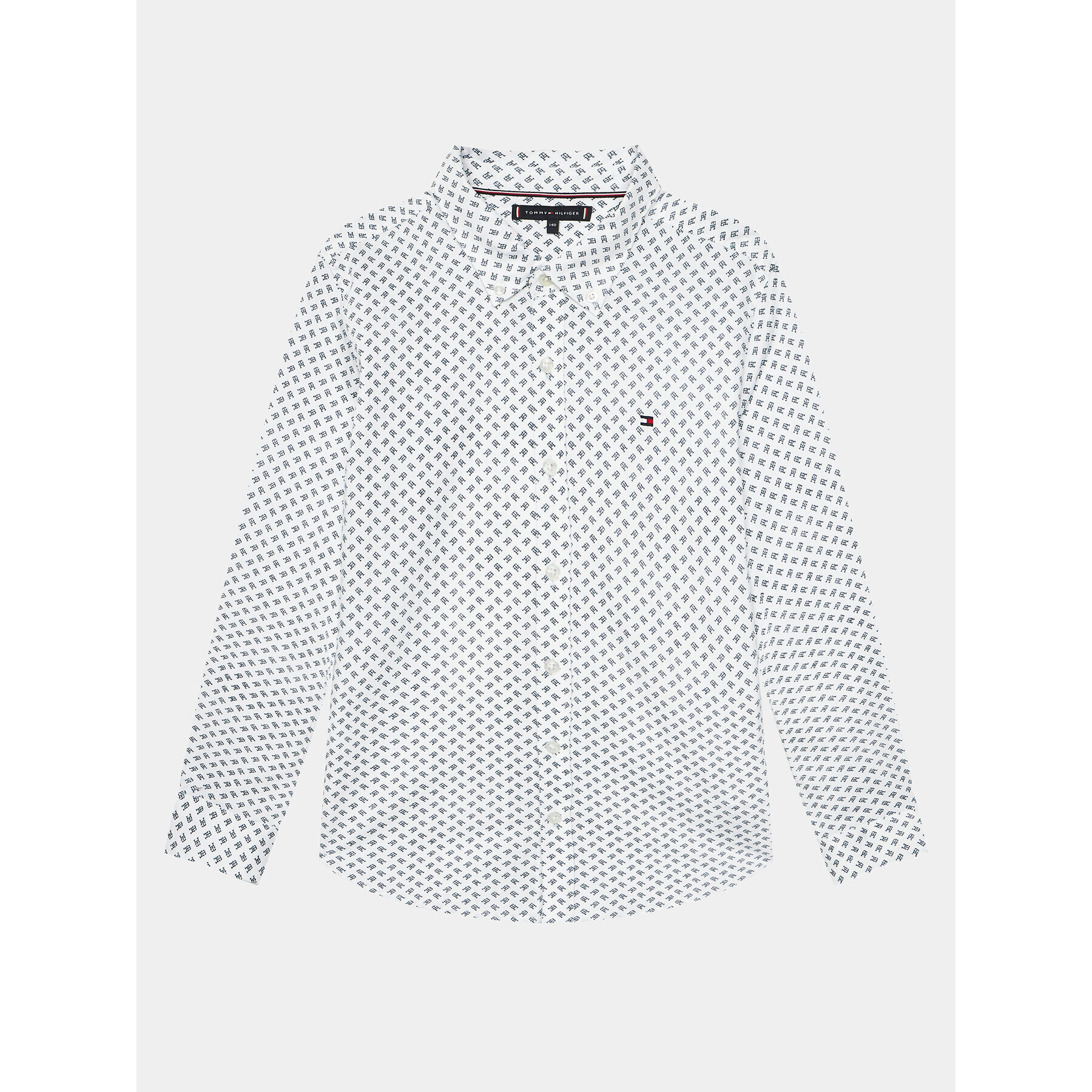 Tommy Hilfiger Cămașă Mini Monogram Print Shirt L/S KB0KB08735 Alb Regular Fit - Pled.ro