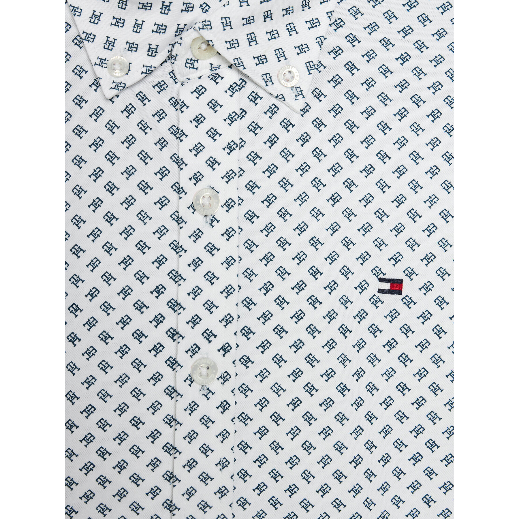 Tommy Hilfiger Cămașă Mini Monogram Print Shirt L/S KB0KB08735 Alb Regular Fit - Pled.ro