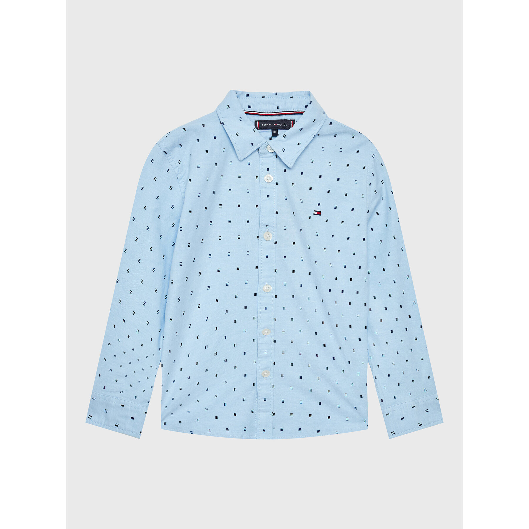 Tommy Hilfiger Cămașă Mini Print Stretch Oxford KB0KB08009 D Albastru Regular Fit - Pled.ro