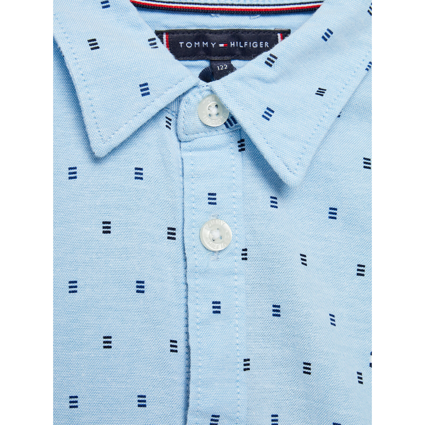 Tommy Hilfiger Cămașă Mini Print Stretch Oxford KB0KB08009 D Albastru Regular Fit - Pled.ro