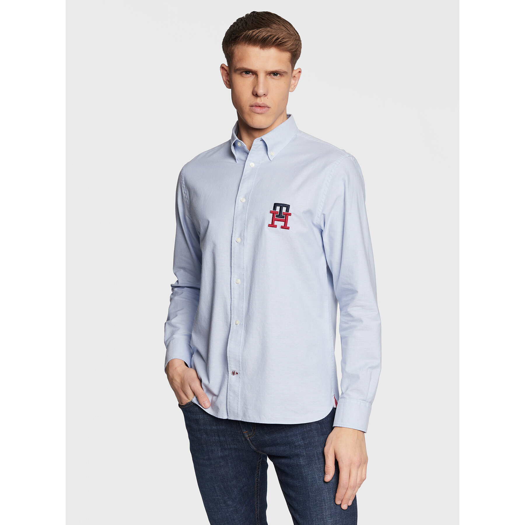 Tommy Hilfiger Cămașă Monogram Oxford MW0MW28430 Albastru Regular Fit - Pled.ro