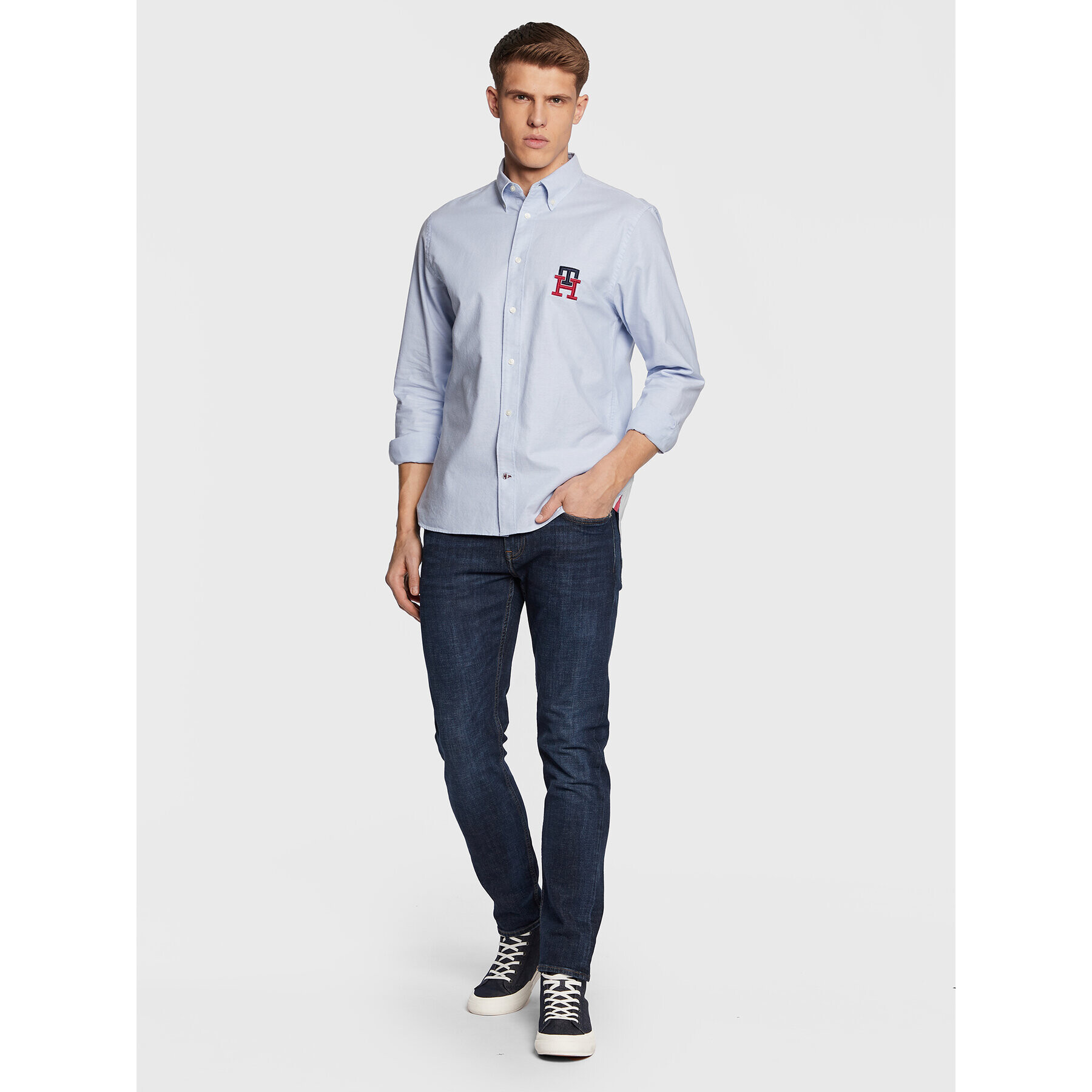 Tommy Hilfiger Cămașă Monogram Oxford MW0MW28430 Albastru Regular Fit - Pled.ro