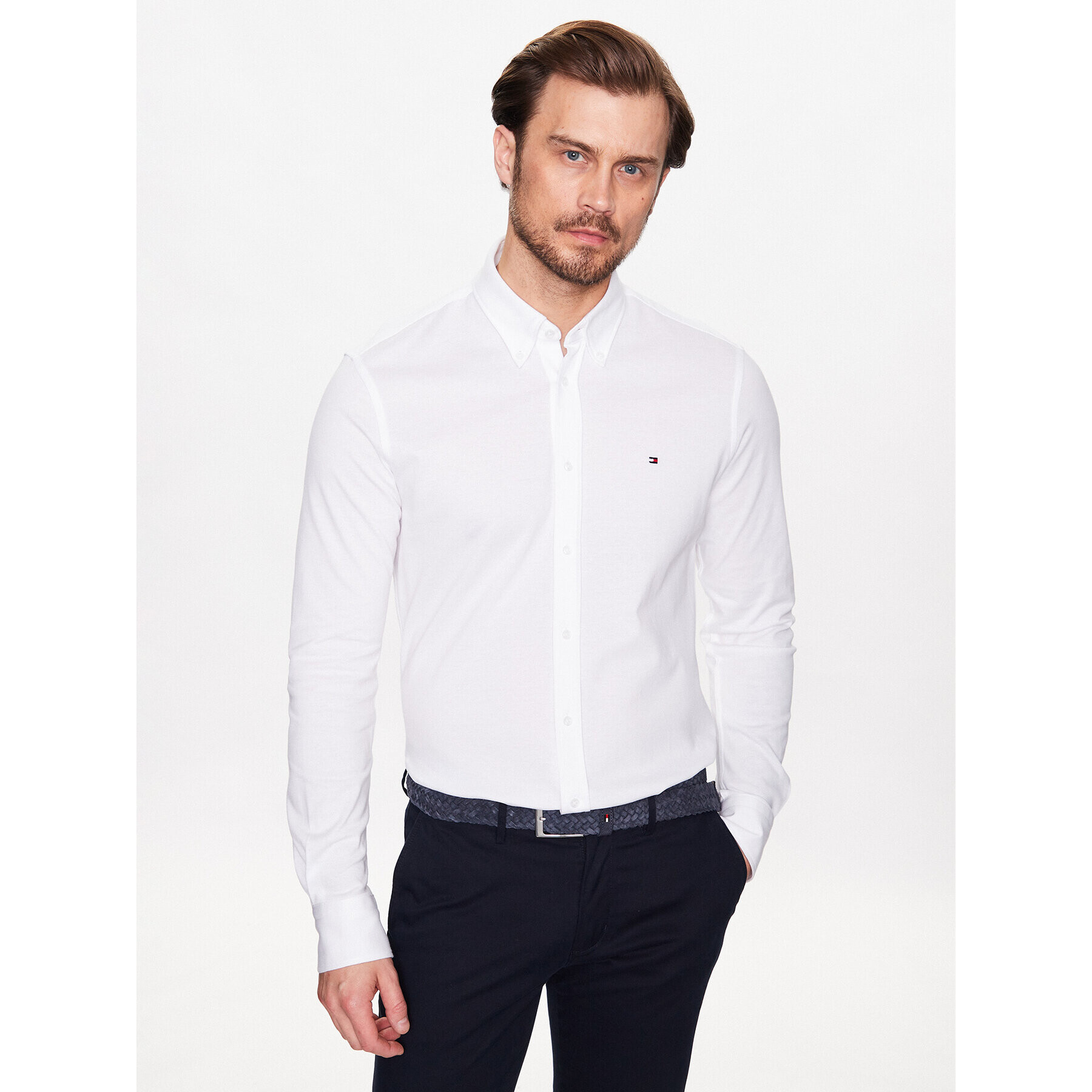 Tommy Hilfiger Cămașă MW0MW30598 Alb Slim Fit - Pled.ro