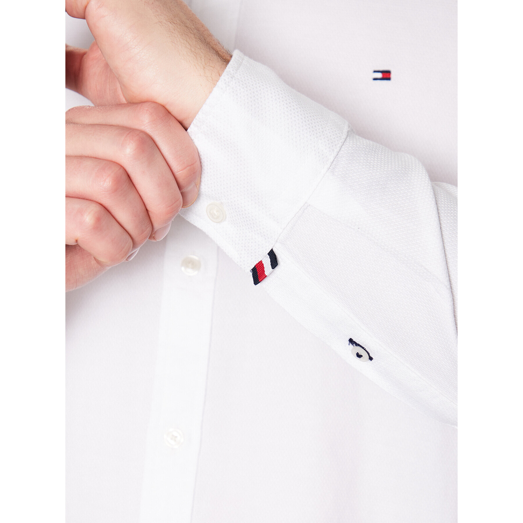 Tommy Hilfiger Cămașă Natural MW0MW30687 Alb Slim Fit - Pled.ro