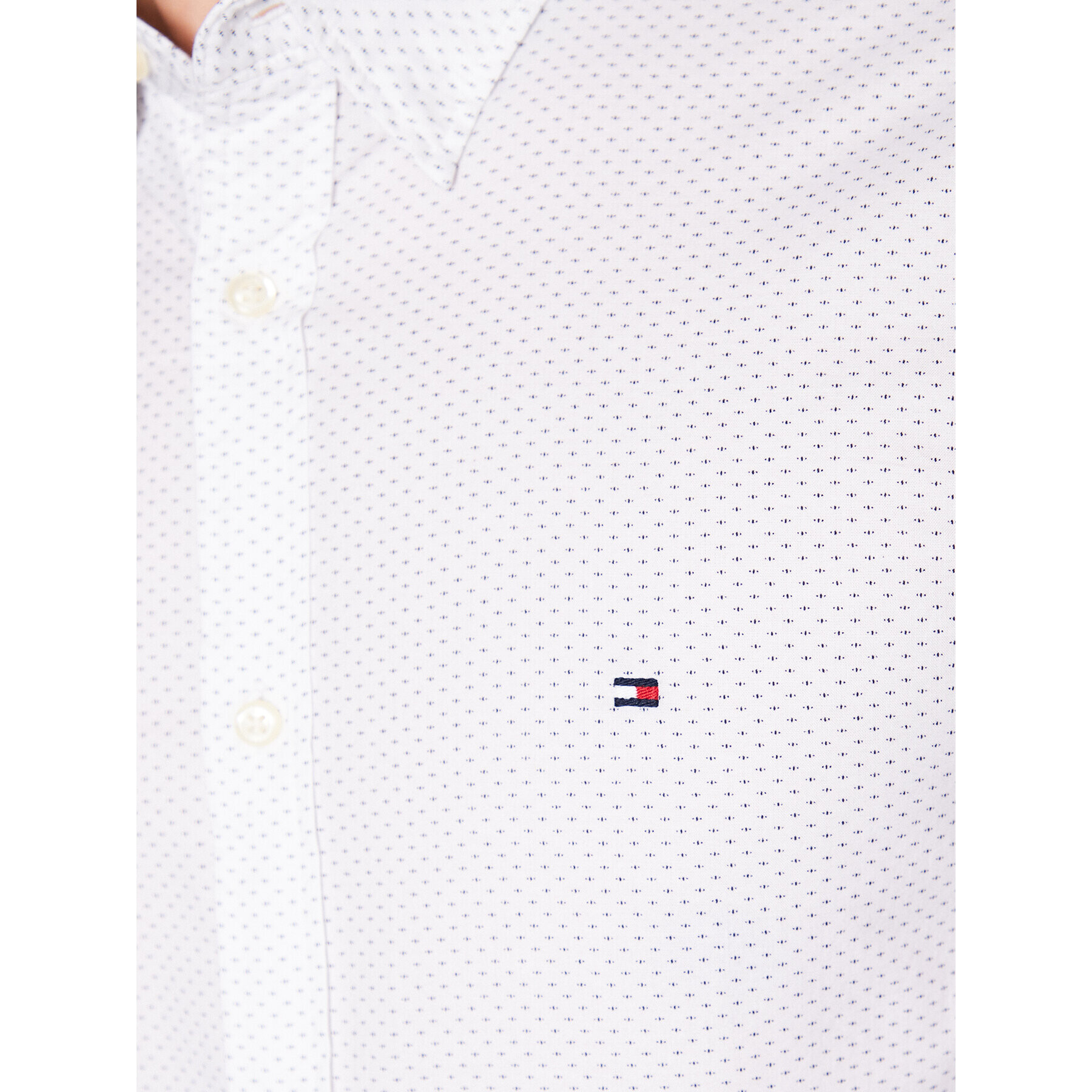 Tommy Hilfiger Cămașă Natural Soft Mini Print MW0MW30689 Alb Slim Fit - Pled.ro