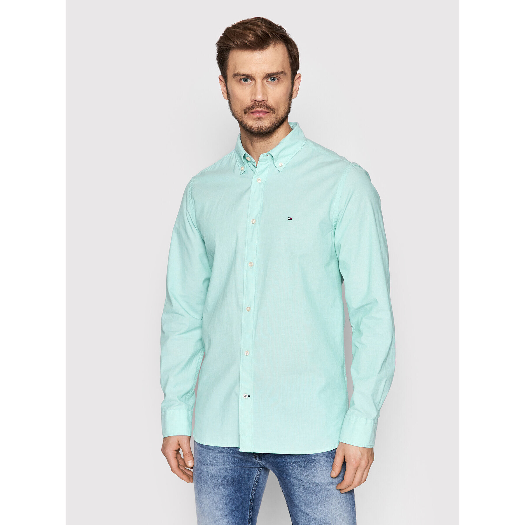 Tommy Hilfiger Cămașă Natural Soft Poplin MW0MW23118 Albastru Regular Fit - Pled.ro