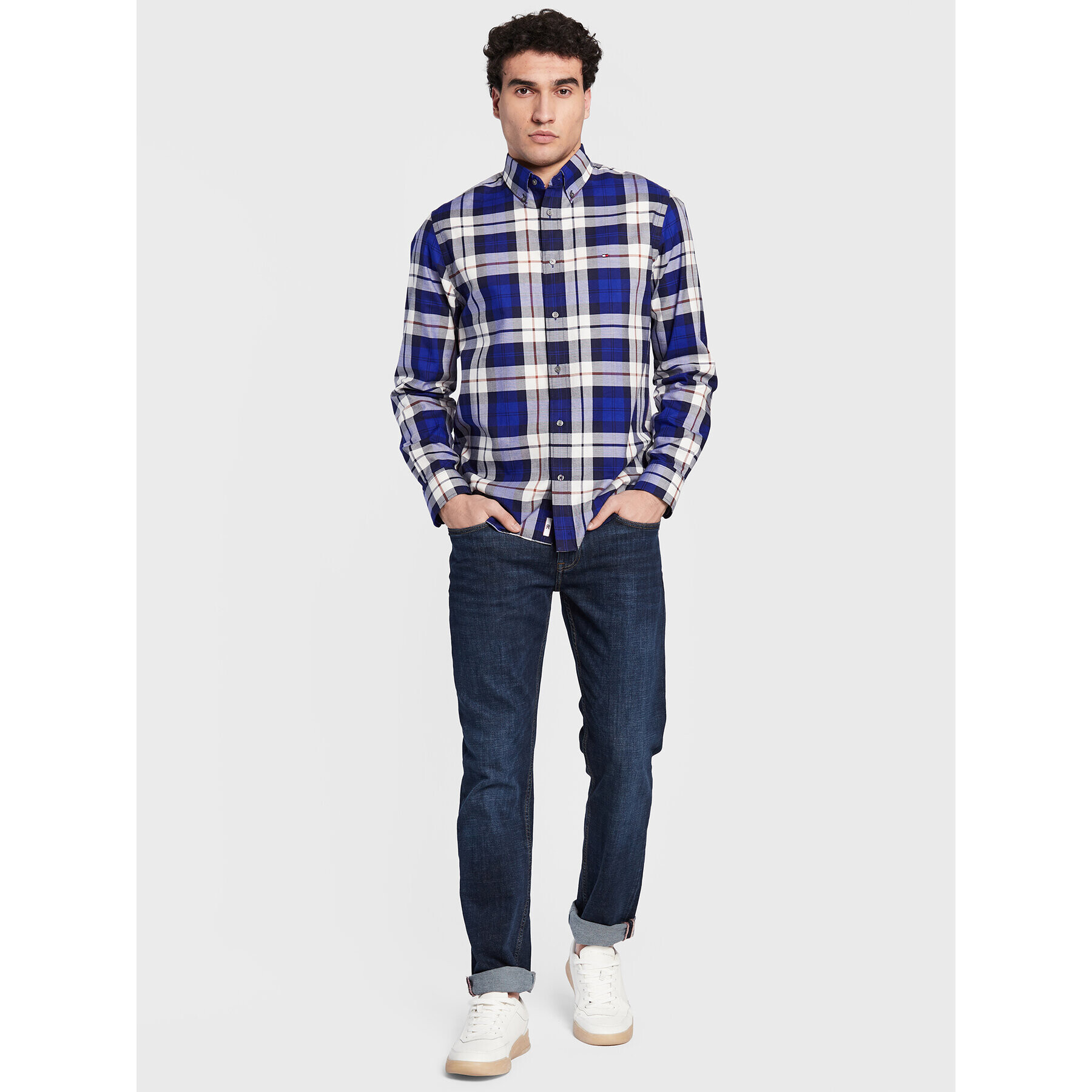 Tommy Hilfiger Cămașă Oxford Blackwatch MW0MW29185 Bleumarin Regular Fit - Pled.ro