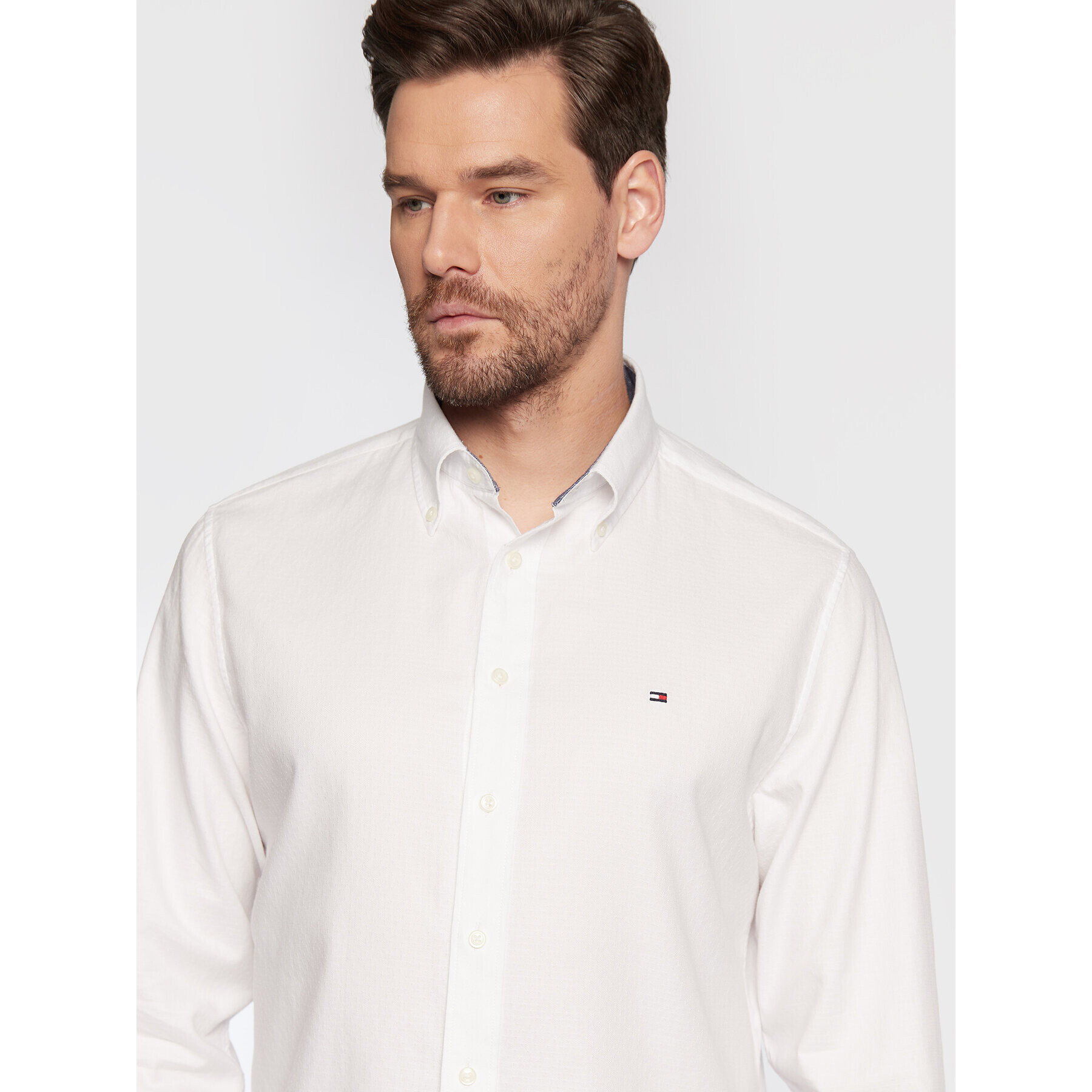 Tommy Hilfiger Cămașă Oxford Dobby MW0MW28316 Alb Regular Fit - Pled.ro