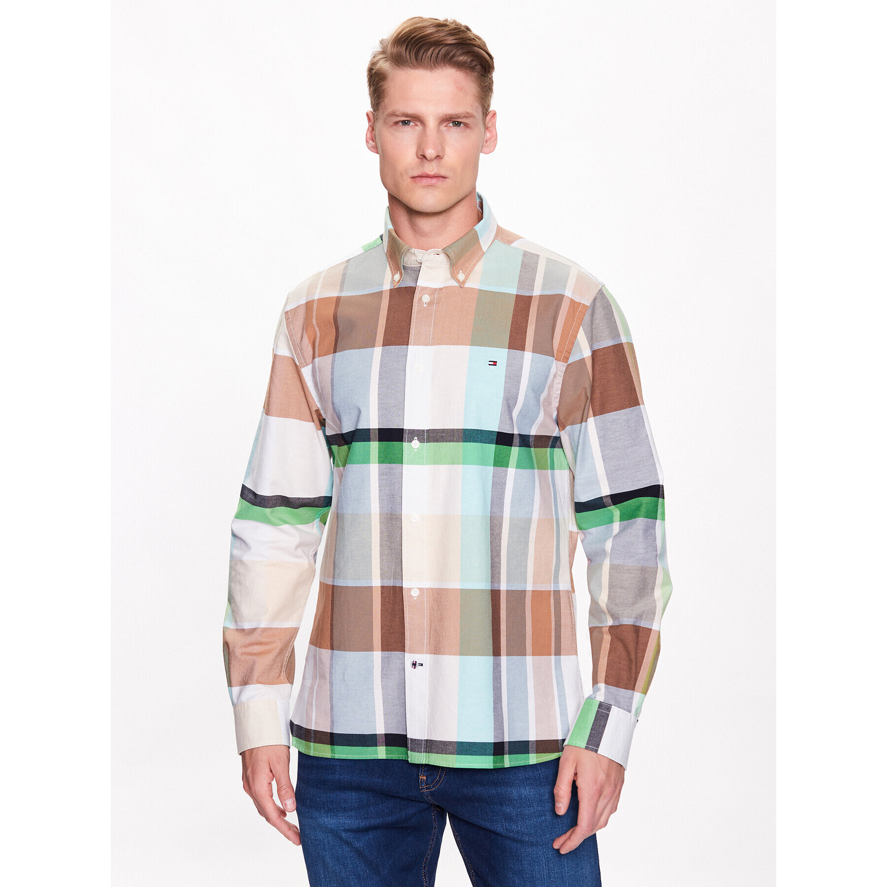 Tommy Hilfiger Cămașă Oxford Tartan MW0MW30667 Colorat Regular Fit - Pled.ro