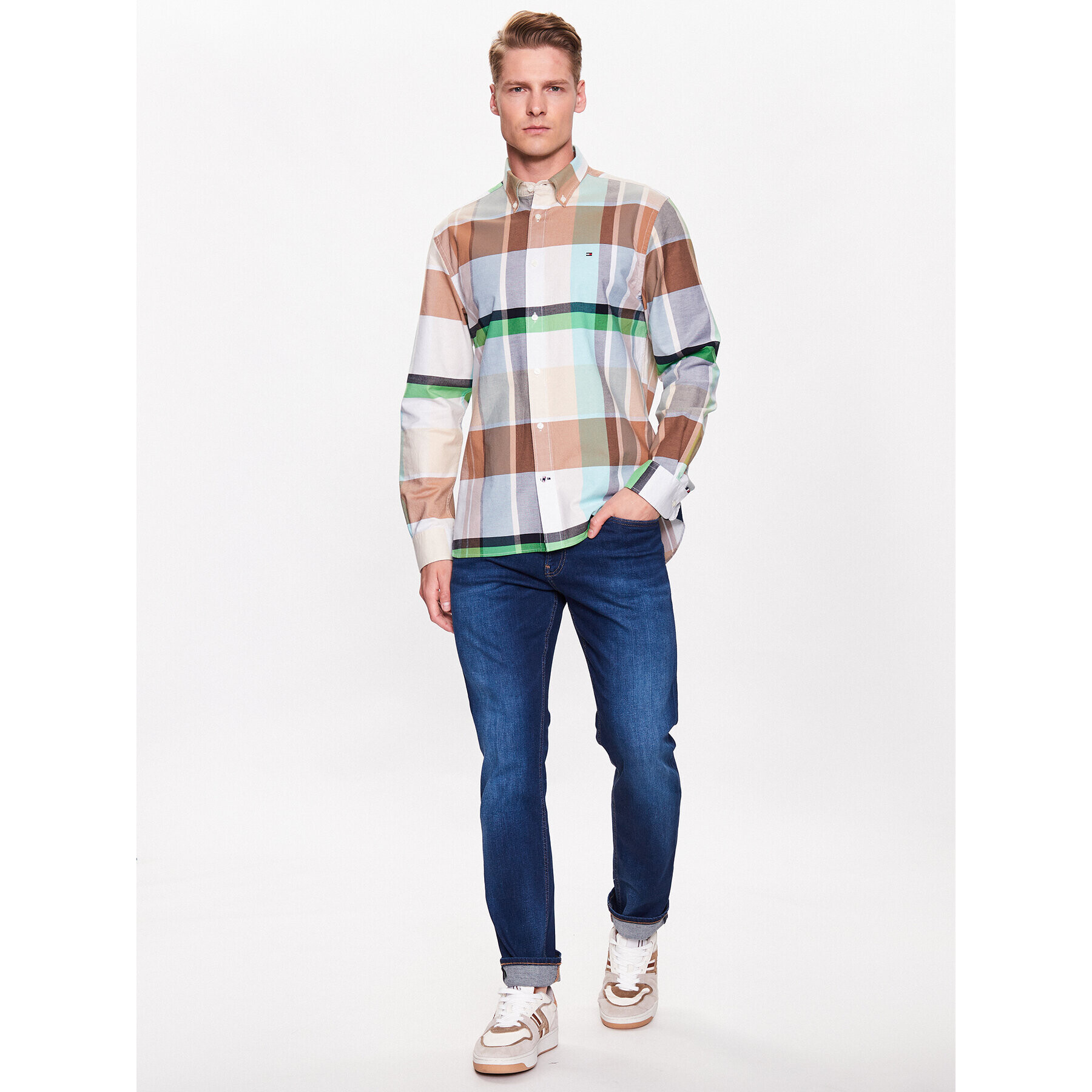 Tommy Hilfiger Cămașă Oxford Tartan MW0MW30667 Colorat Regular Fit - Pled.ro