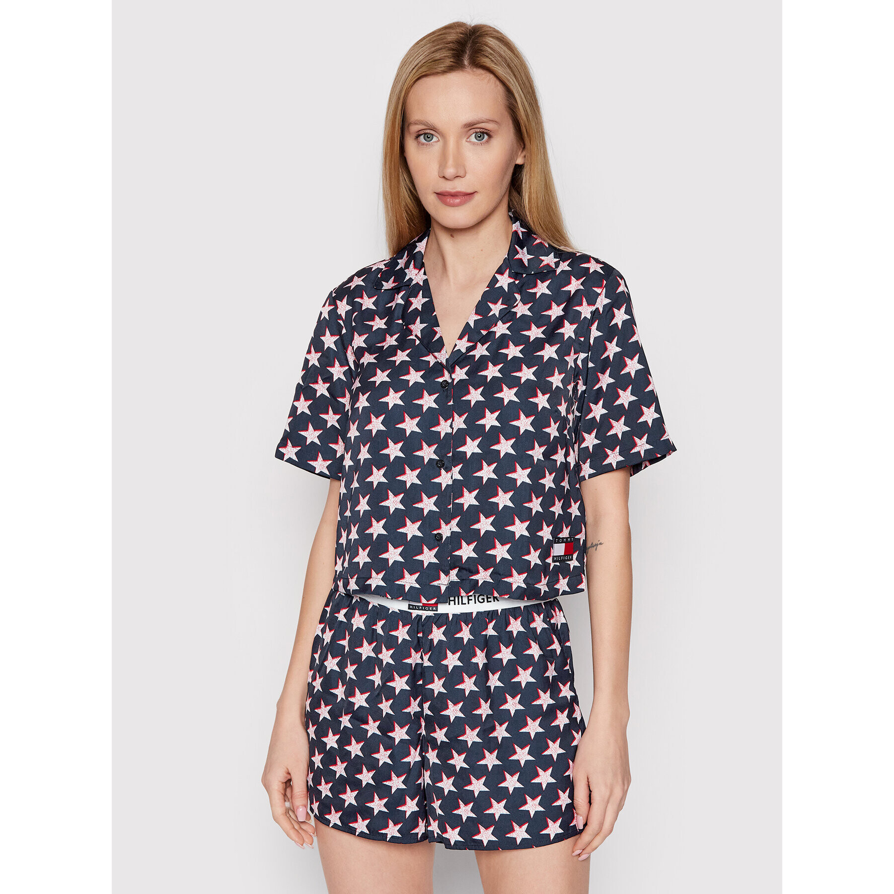 Tommy Hilfiger Cămașă pijama UW0UW03949 Bleumarin Relaxed Fit - Pled.ro