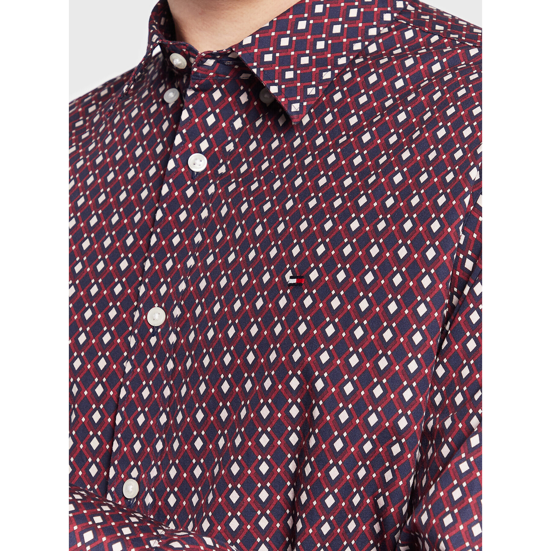 Tommy Hilfiger Cămașă Retro Print MW0MW29709 Vișiniu Regular Fit - Pled.ro