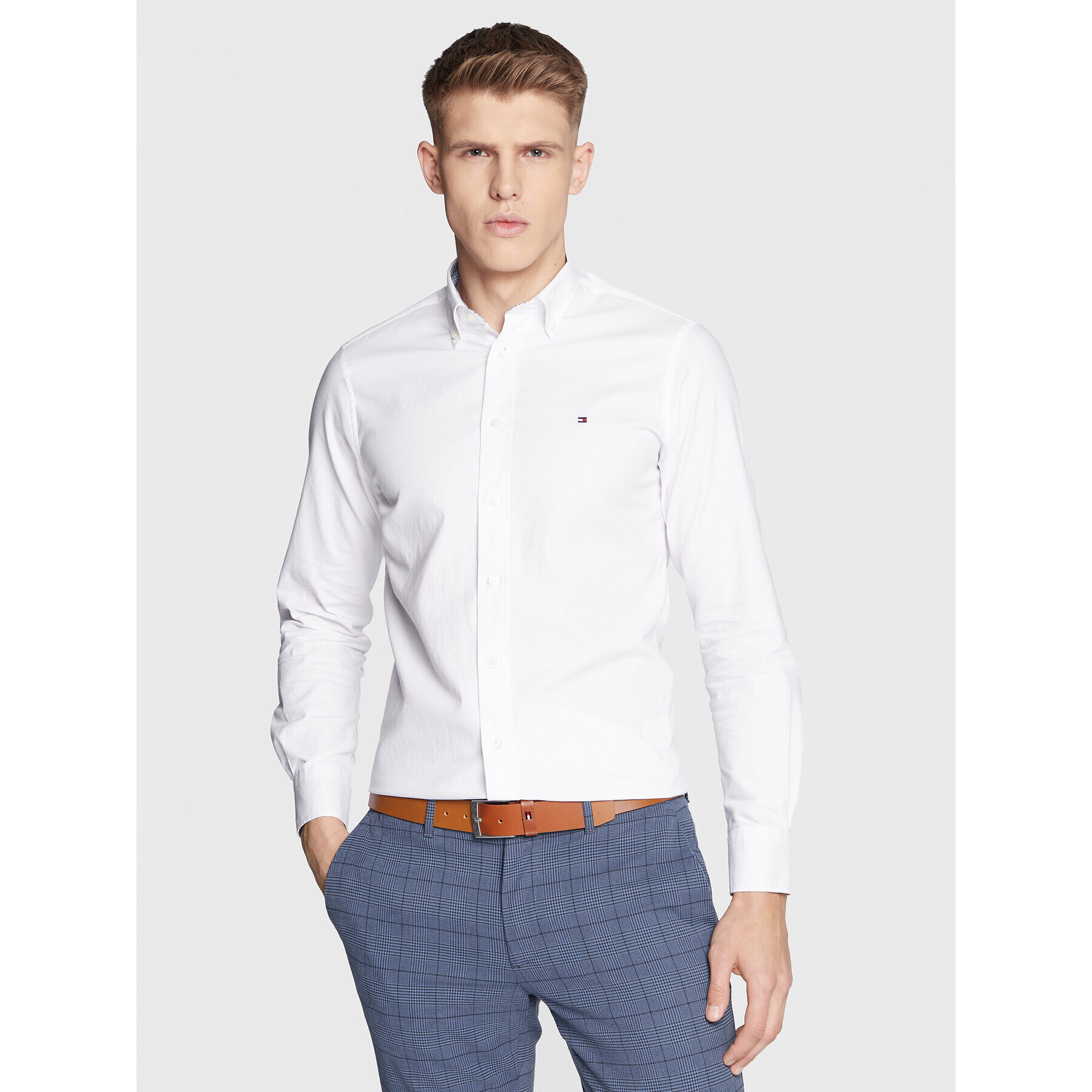 Tommy Hilfiger Cămașă Solid Oxford MW0MW29143 Alb Regular Fit - Pled.ro