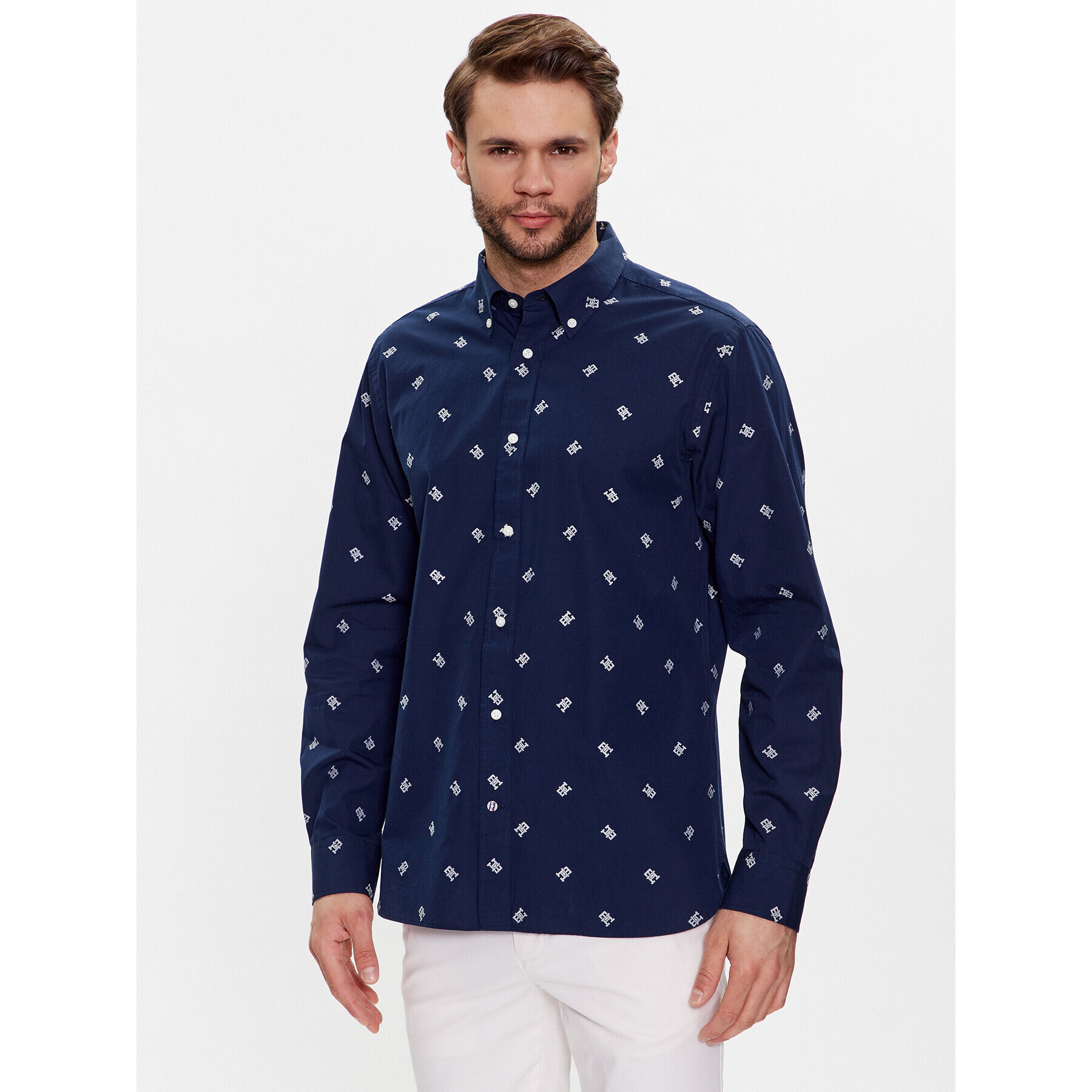 Tommy Hilfiger Cămașă Spaced Out Monogram MW0MW30696 Bleumarin Regular Fit - Pled.ro