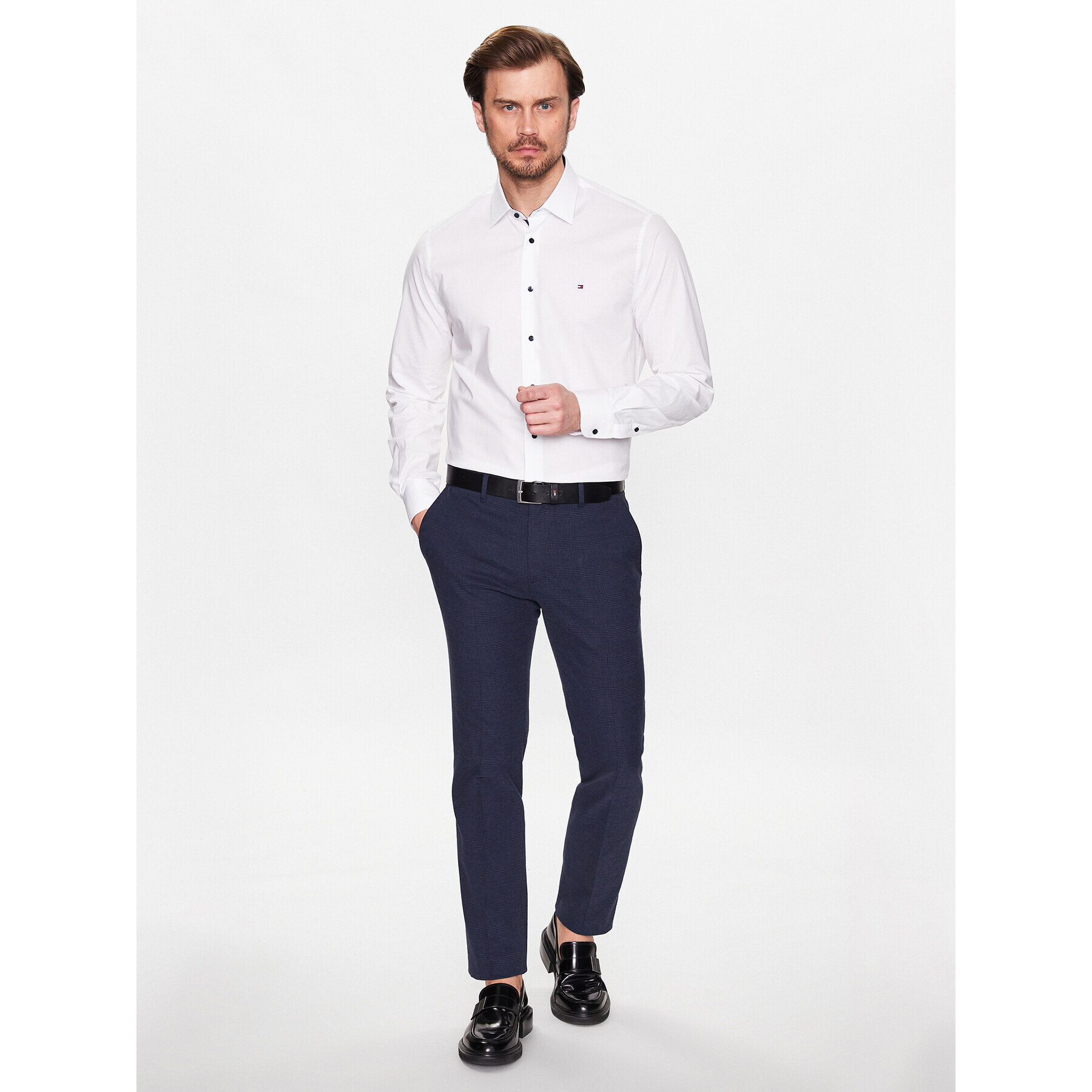 Tommy Hilfiger Cămașă Stretch Solid MW0MW30629 Alb Regular Fit - Pled.ro