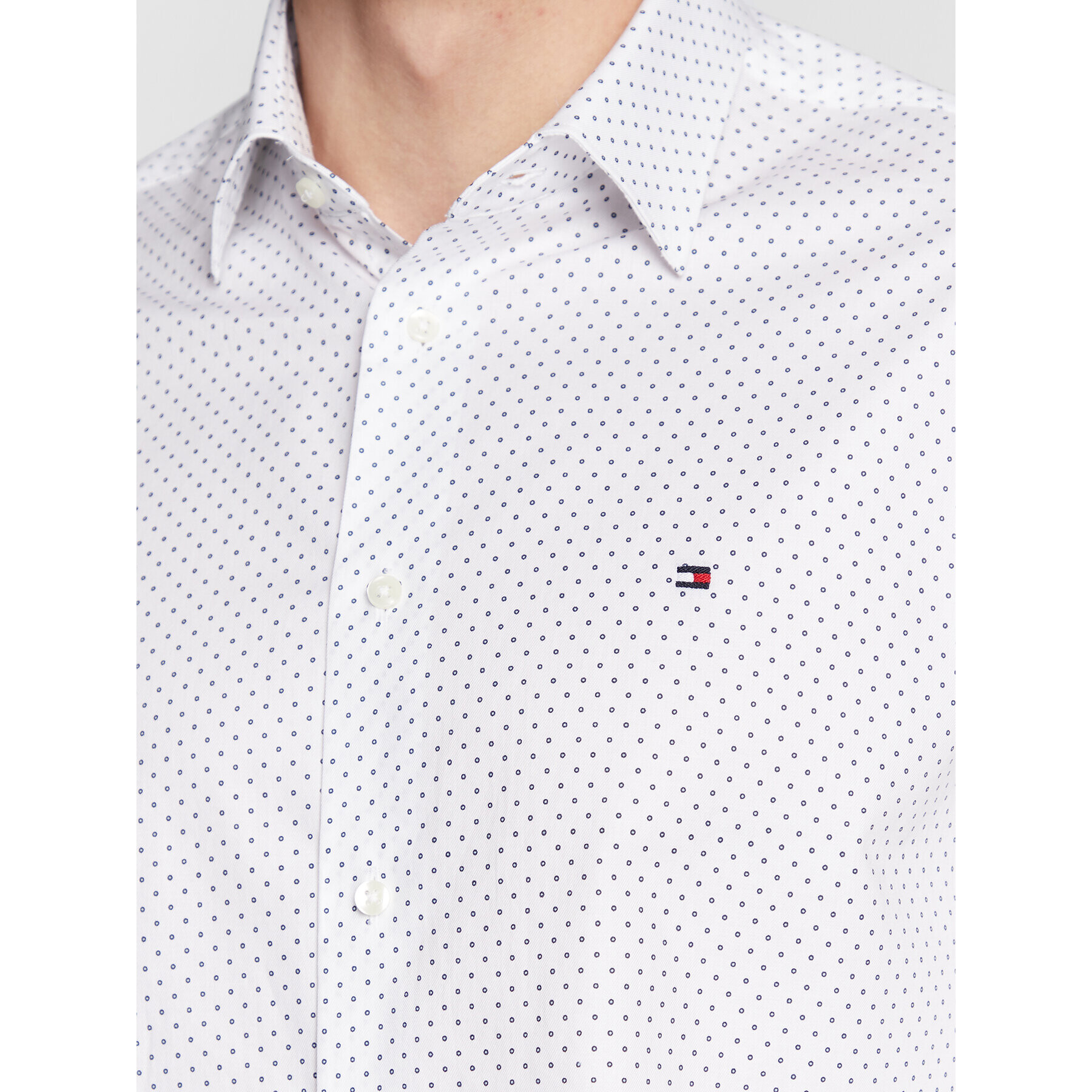 Tommy Hilfiger Cămașă Two Tone Dot Print MW0MW29145 Alb Regular Fit - Pled.ro