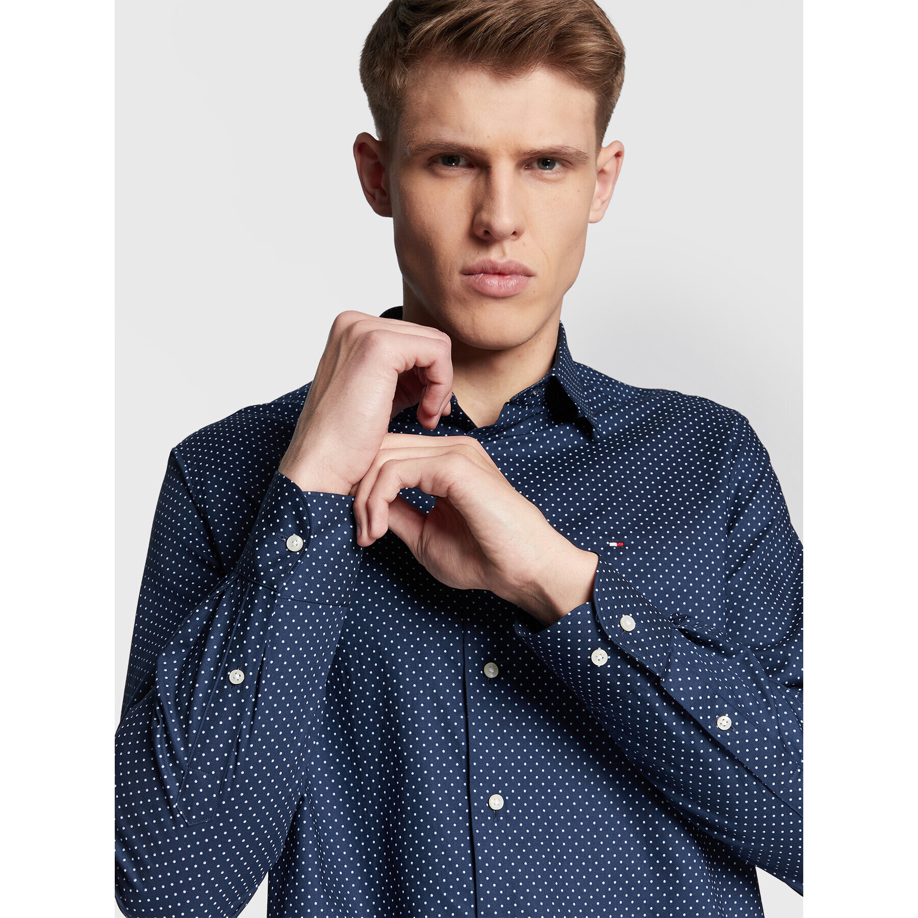 Tommy Hilfiger Cămașă Two Tone Dot Print MW0MW29145 Bleumarin Regular Fit - Pled.ro