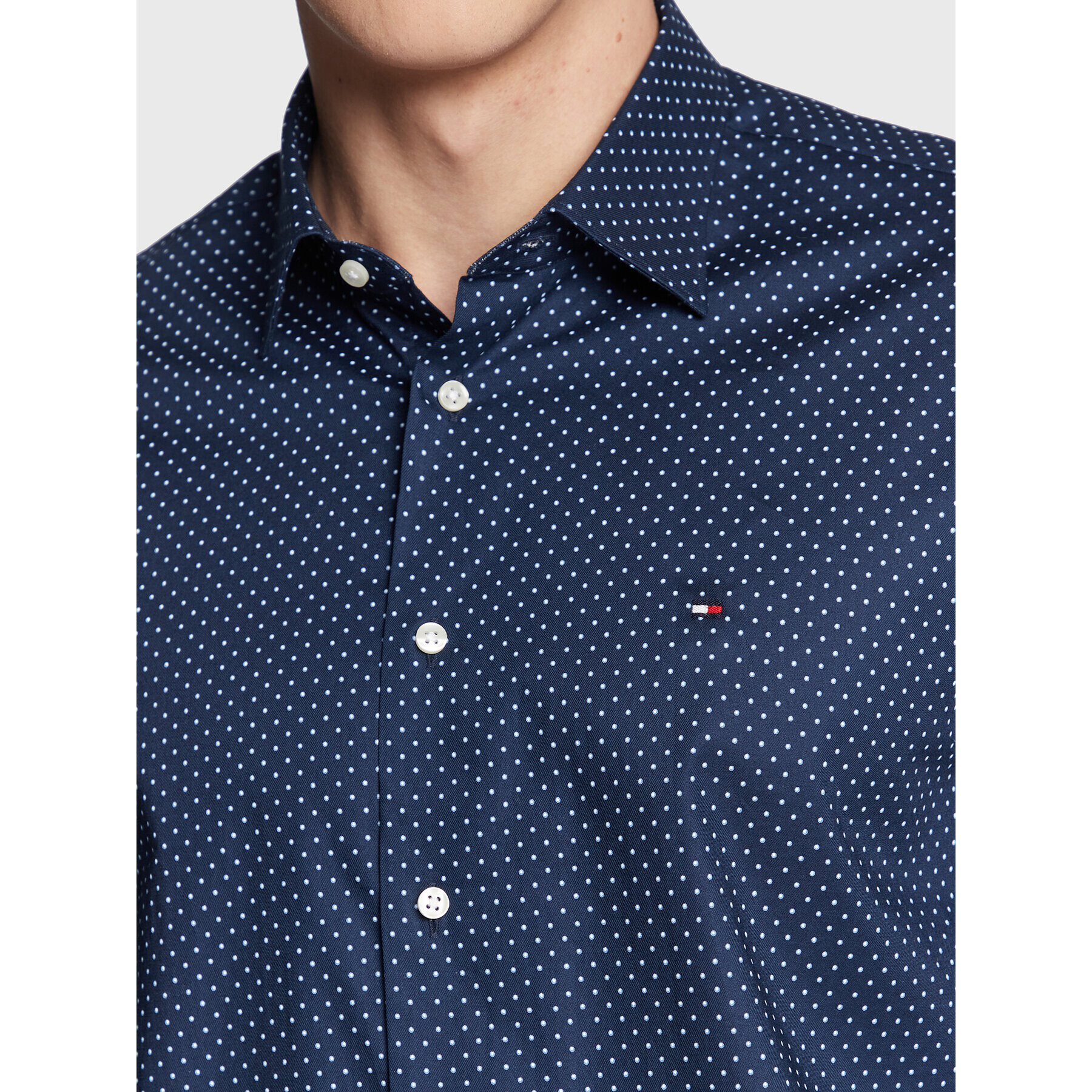 Tommy Hilfiger Cămașă Two Tone Dot Print MW0MW29145 Bleumarin Regular Fit - Pled.ro