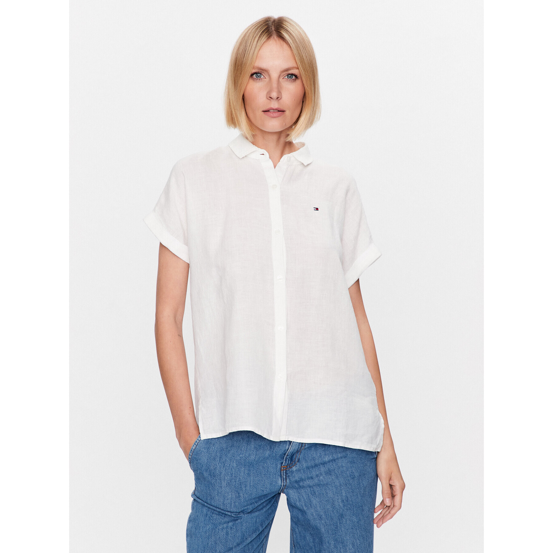 Tommy Hilfiger Cămașă WW0WW38589 Écru Relaxed Fit - Pled.ro