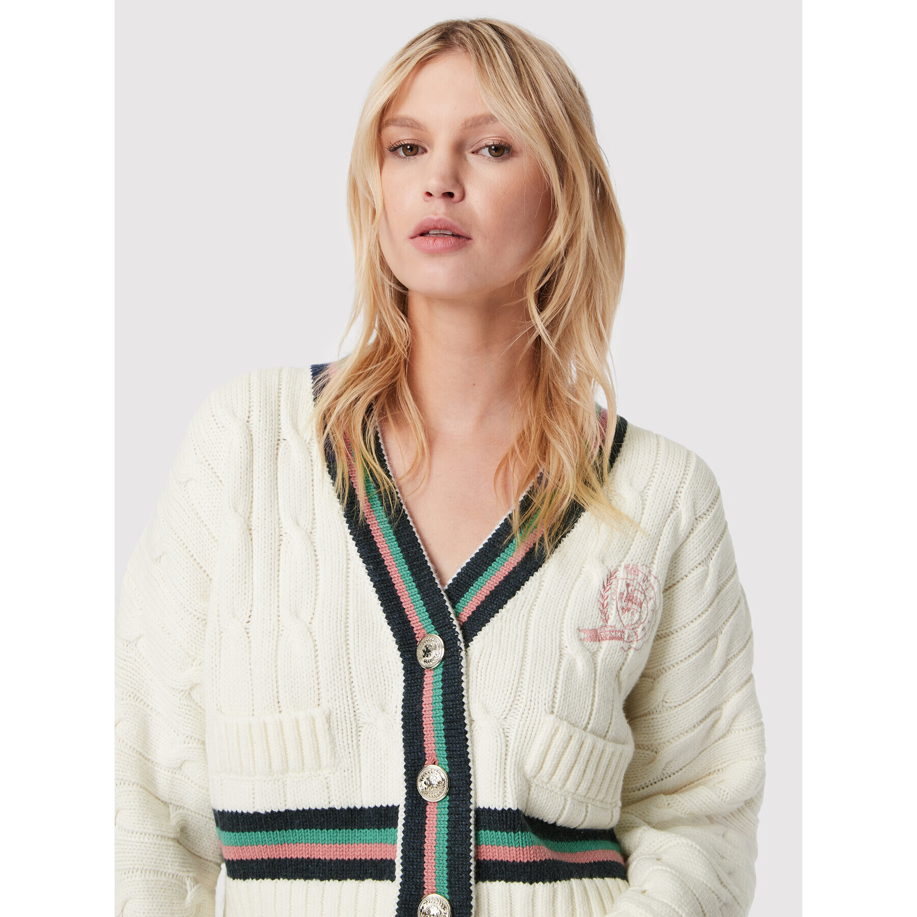 Tommy Hilfiger Cardigan ICONS WW0WW35478 Bej Relaxed Fit - Pled.ro