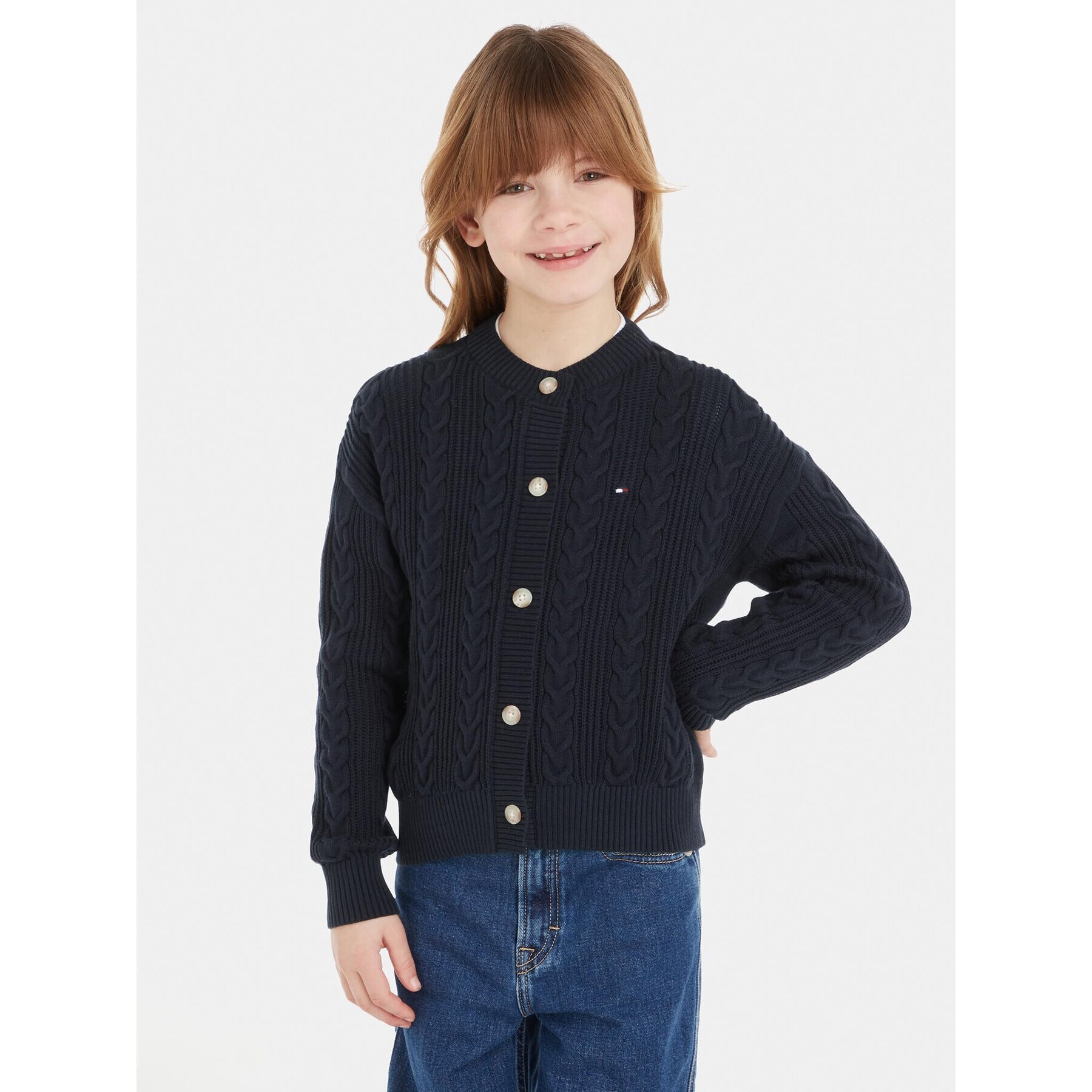 Tommy Hilfiger Cardigan KG0KG07628 Bleumarin Regular Fit - Pled.ro