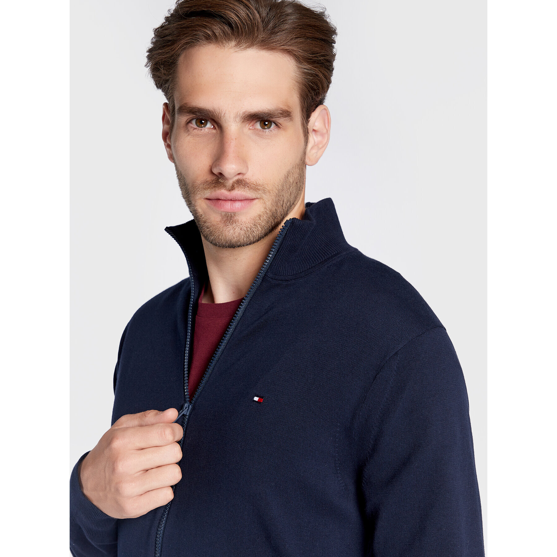 Tommy Hilfiger Cardigan MW0MW22747 Bleumarin Regular Fit - Pled.ro